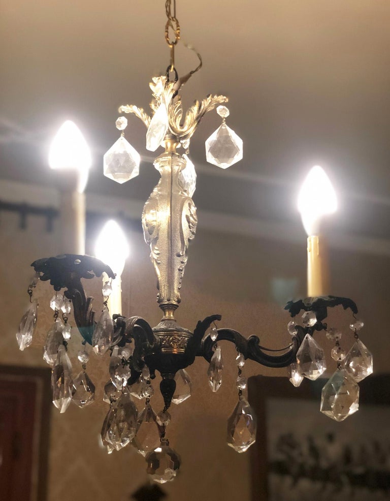 Mid-20th Century 1960s Chandelier with Glass Pendants, Italy For Sale
