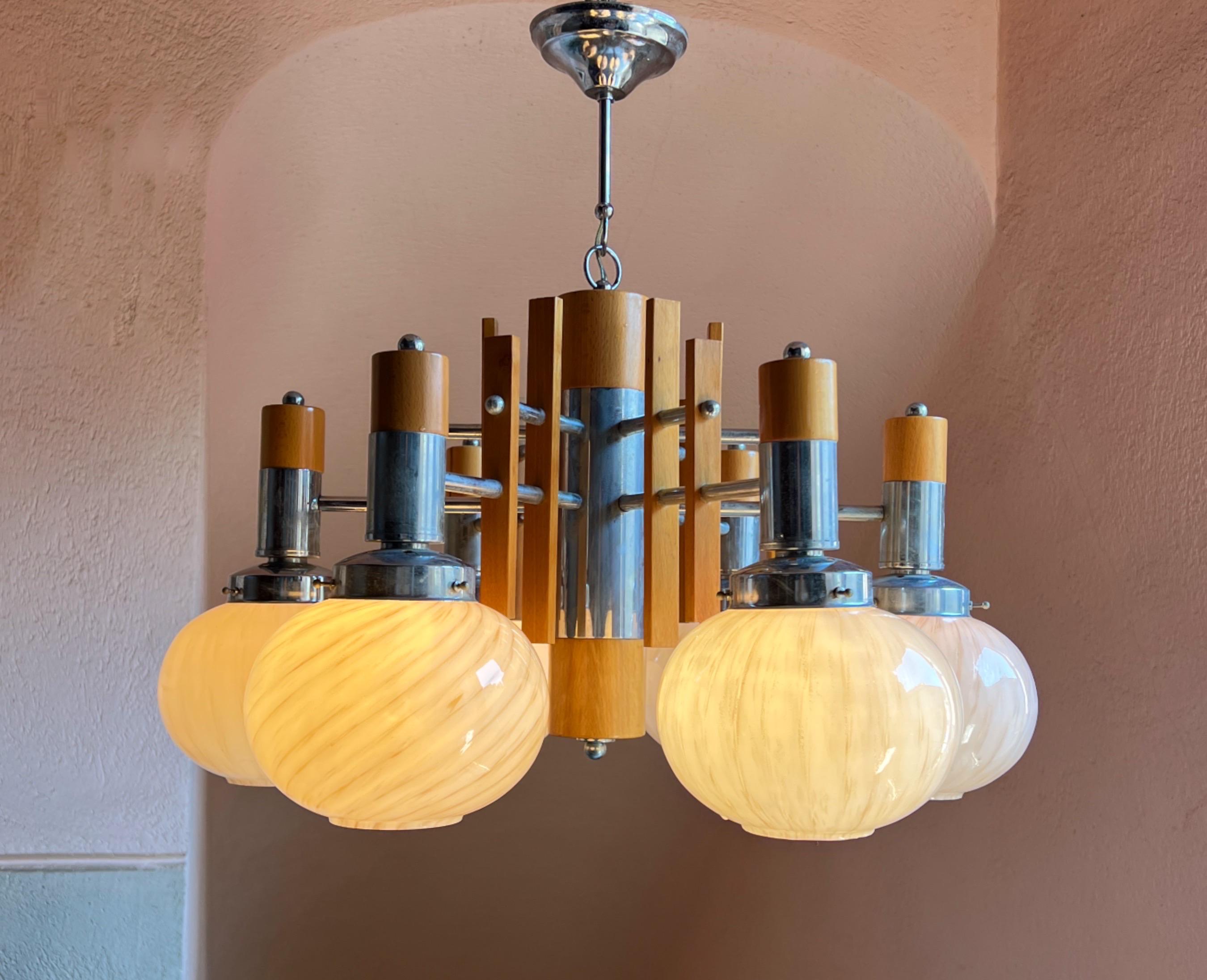 20th Century 1960s chandelier with Murano glass shades  by Mazzega For Sale