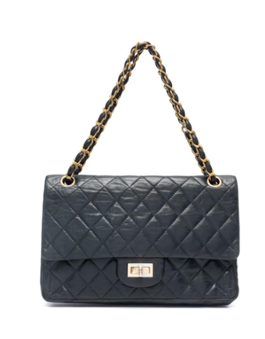 Women's 1960s Chanel 2.55 Navy Leather Bag