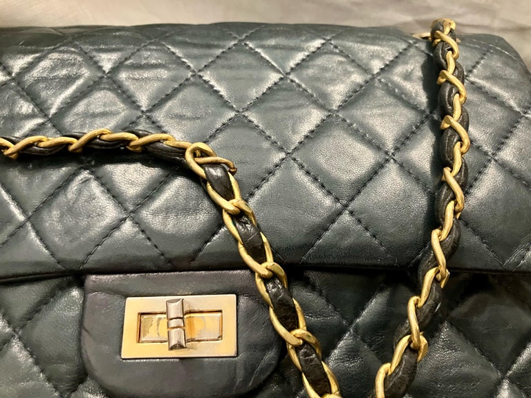 1960s Chanel 2.55 Navy Leather Bag For Sale at 1stDibs