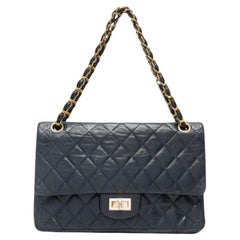 1960s Chanel 2.55 Navy Leather Bag