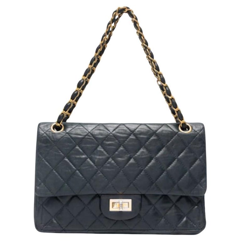 1960s Chanel 2.55 Navy Leather Bag For Sale at 1stDibs