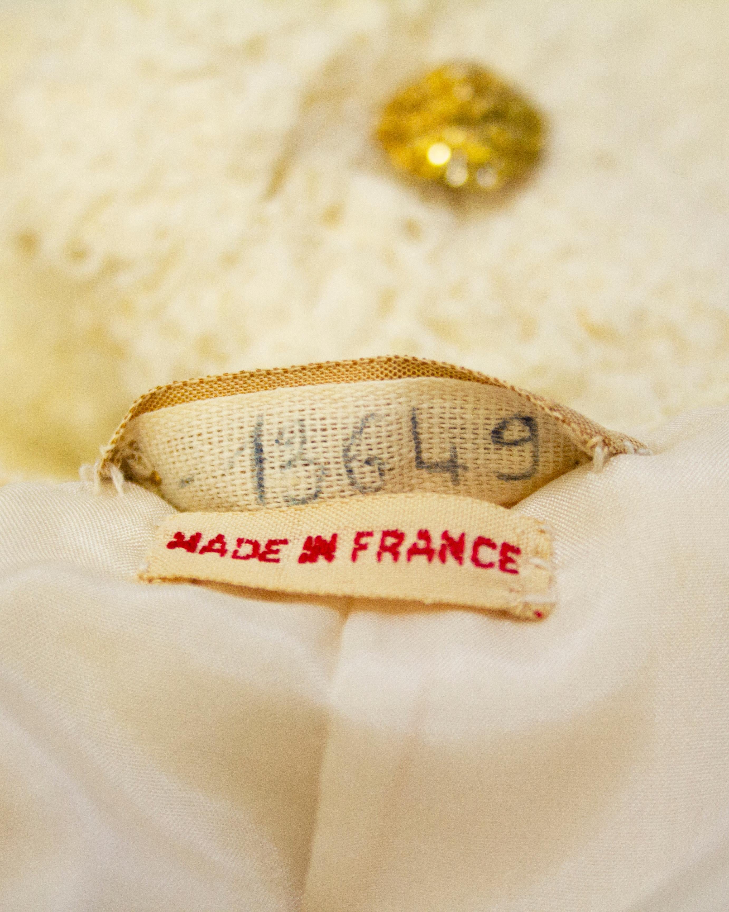 1960s Chanel Couture Cream Skirt Suit with Lace Trim 1
