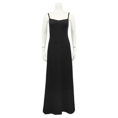 Vintage 1960s Chanel Haute Couture Black Silk Gown 