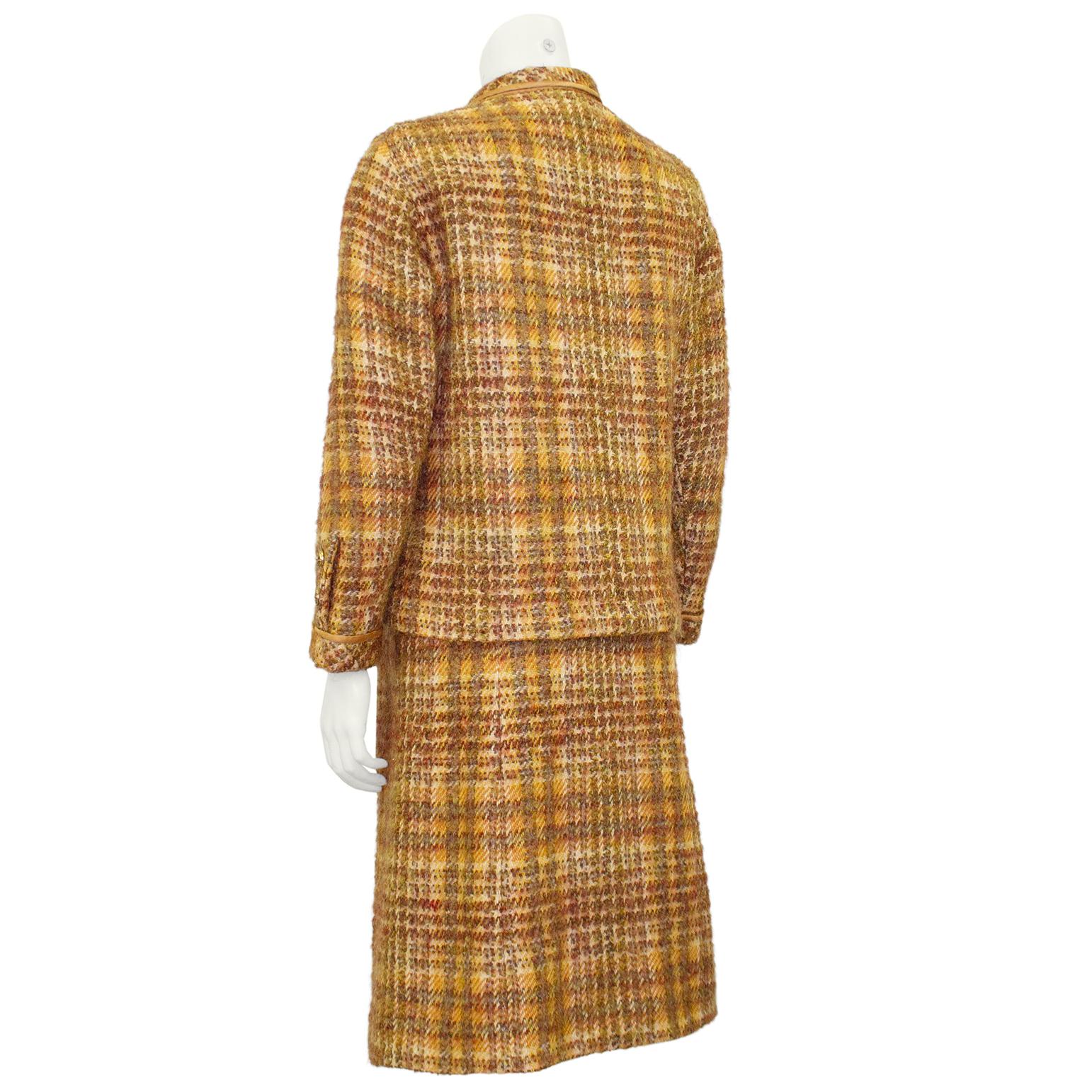 1960s Chanel Haute Couture Copper Tweed Jacket and Dress Ensemble  In Good Condition For Sale In Toronto, Ontario
