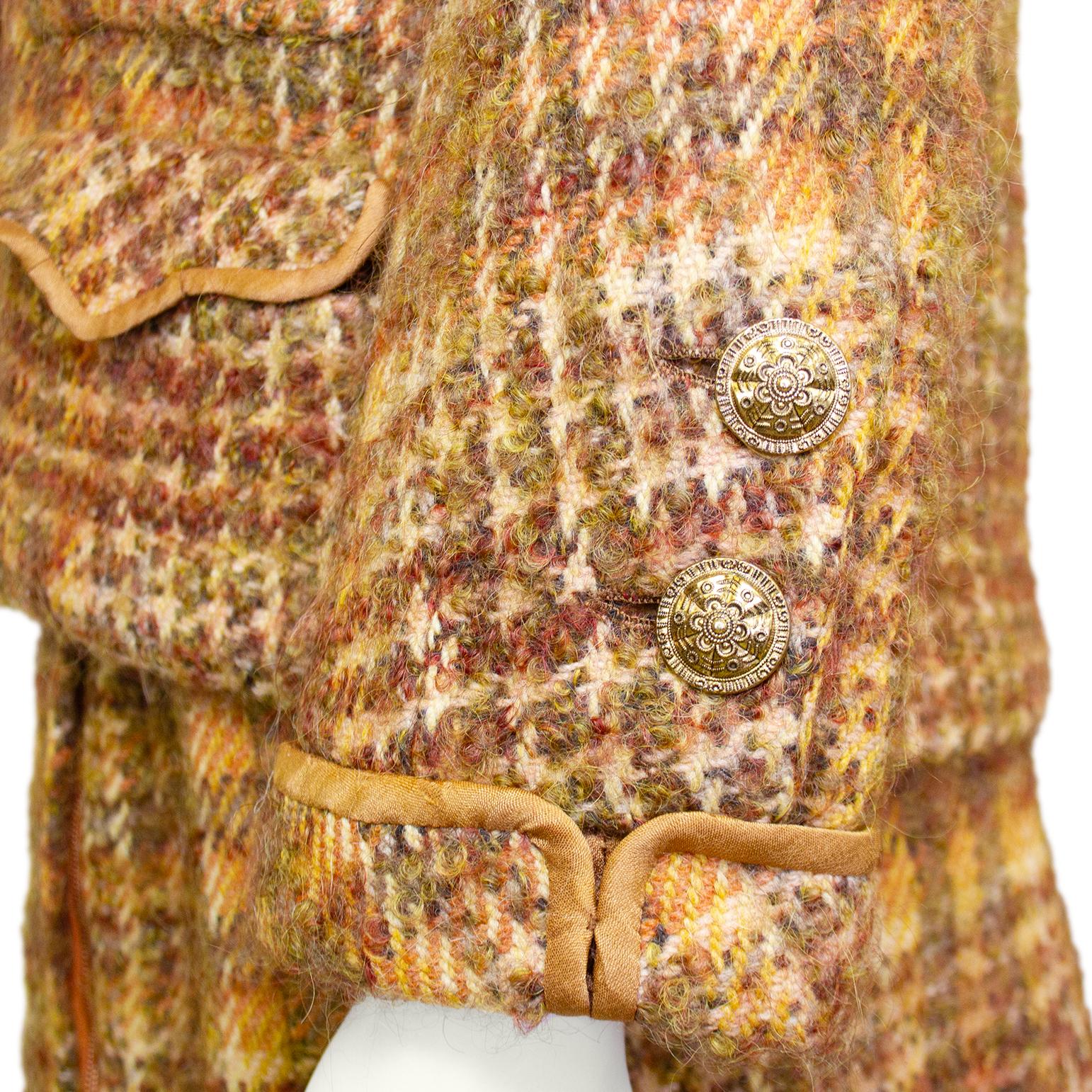 1960s Chanel Haute Couture Copper Tweed Jacket and Dress Ensemble  For Sale 2