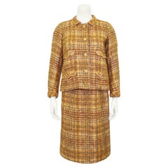 1960s Chanel Haute Couture Copper Tweed Jacket and Dress Ensemble 