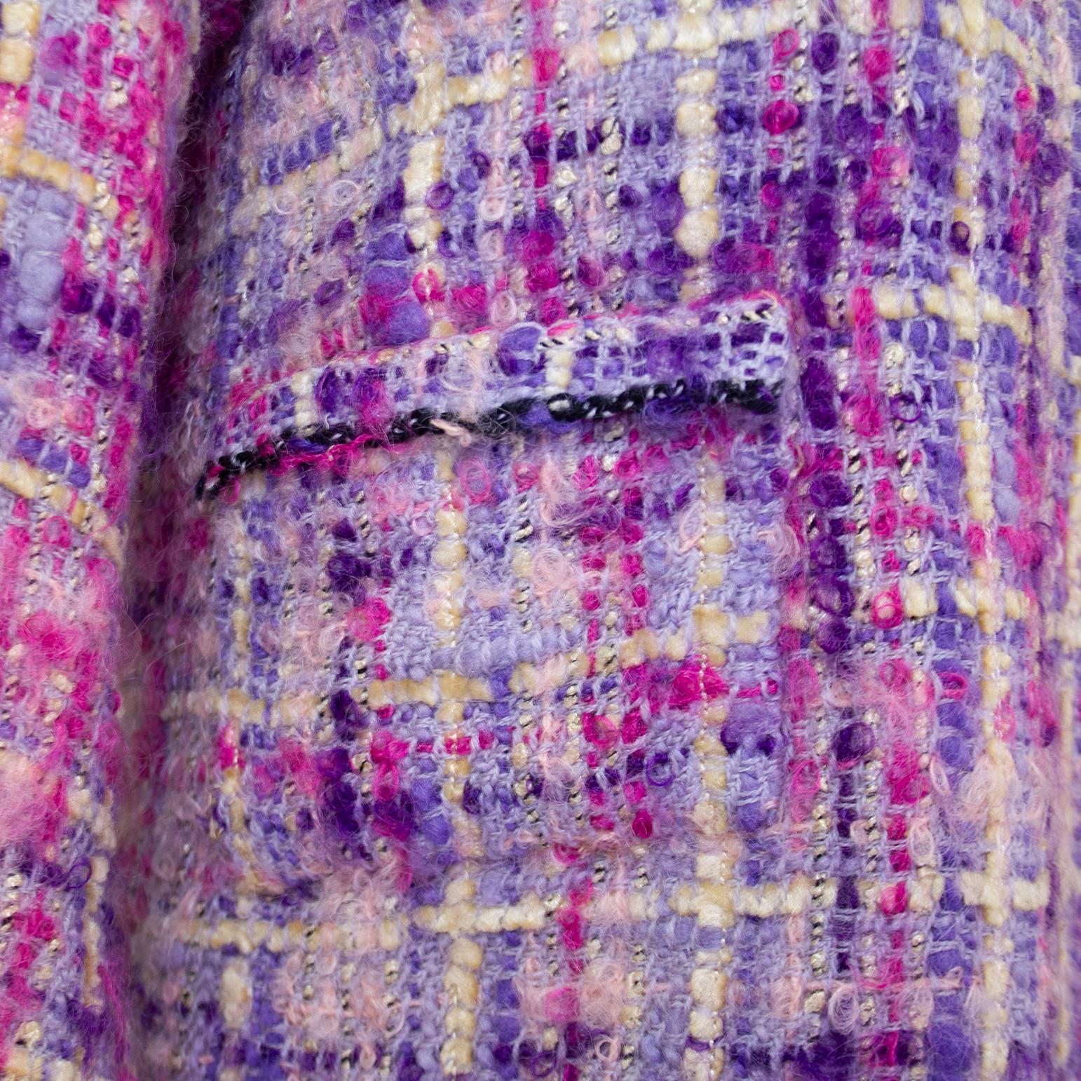 1960s Chanel Haute Couture Pink and Purple Tweed Ensemble  4