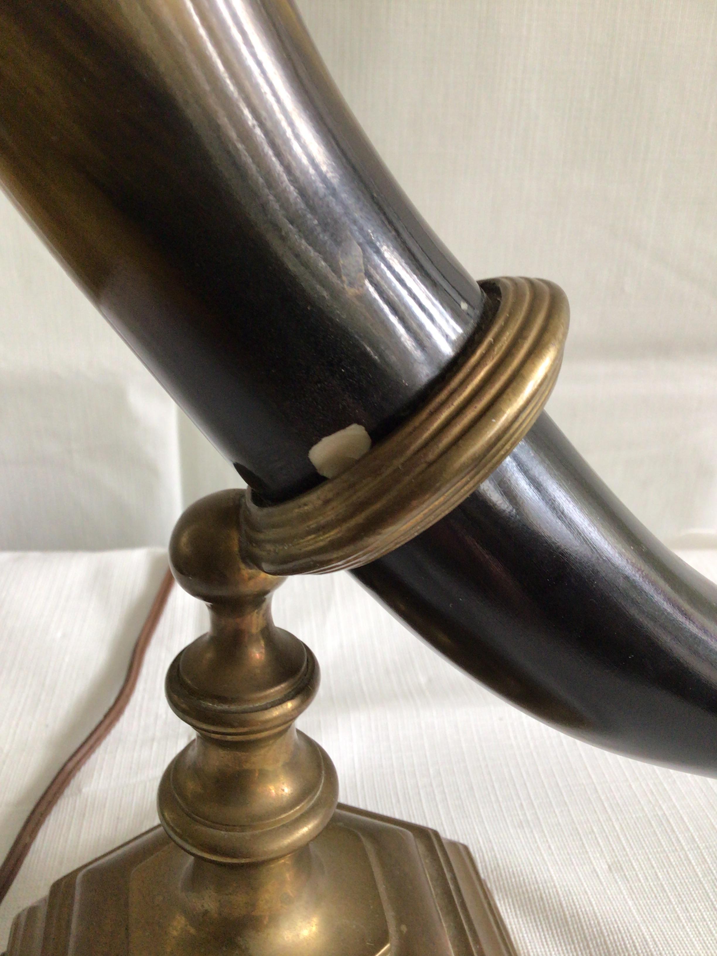 1960s Chapman Faux Horn and Brass Table Lamp For Sale 7