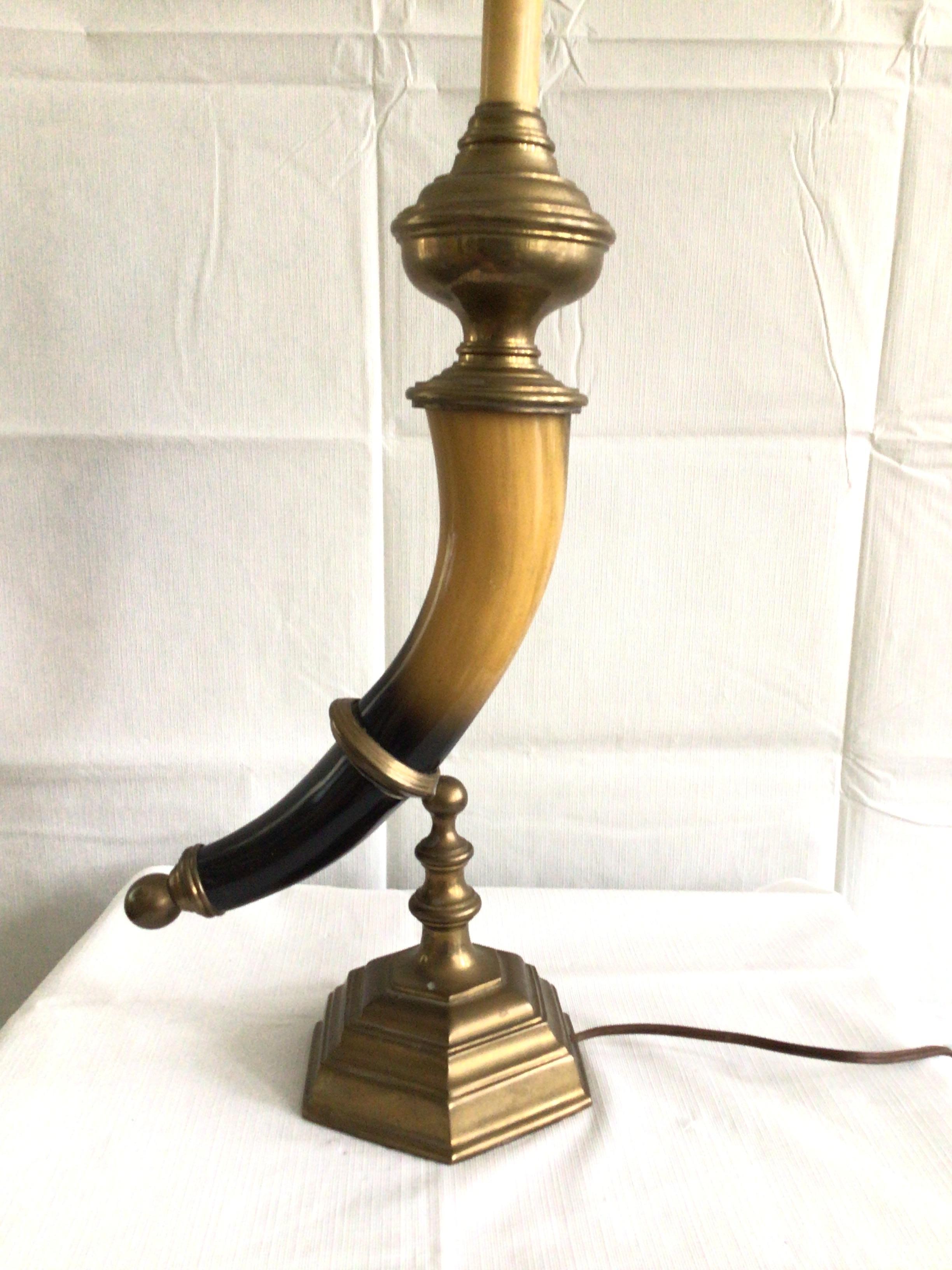 1960s chapman faux horn and brass table lamp.