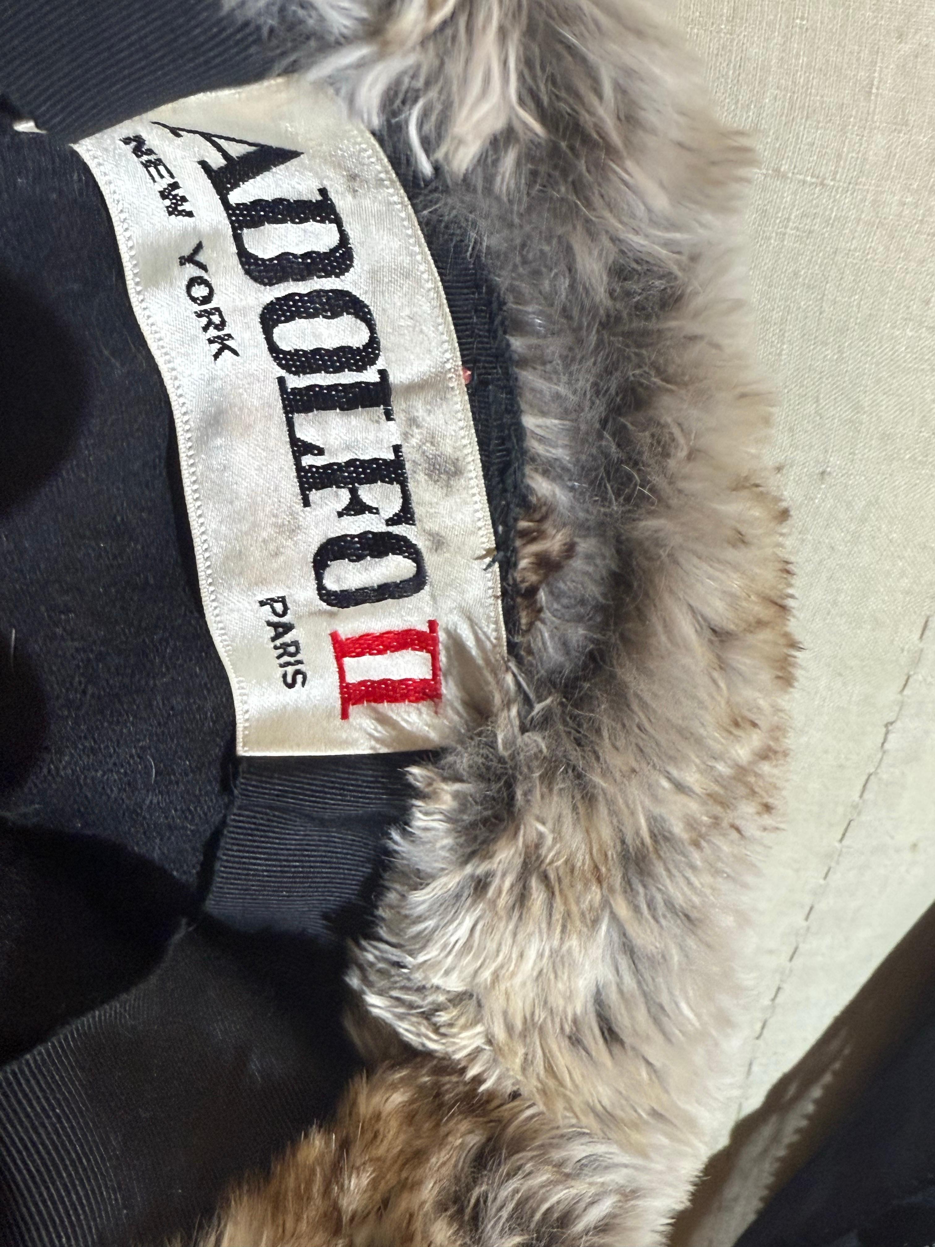 1960s Charcoal Knit Wool Dress with Tiered Chinchilla Trim & Matching Adolfo II Hat en vente 13