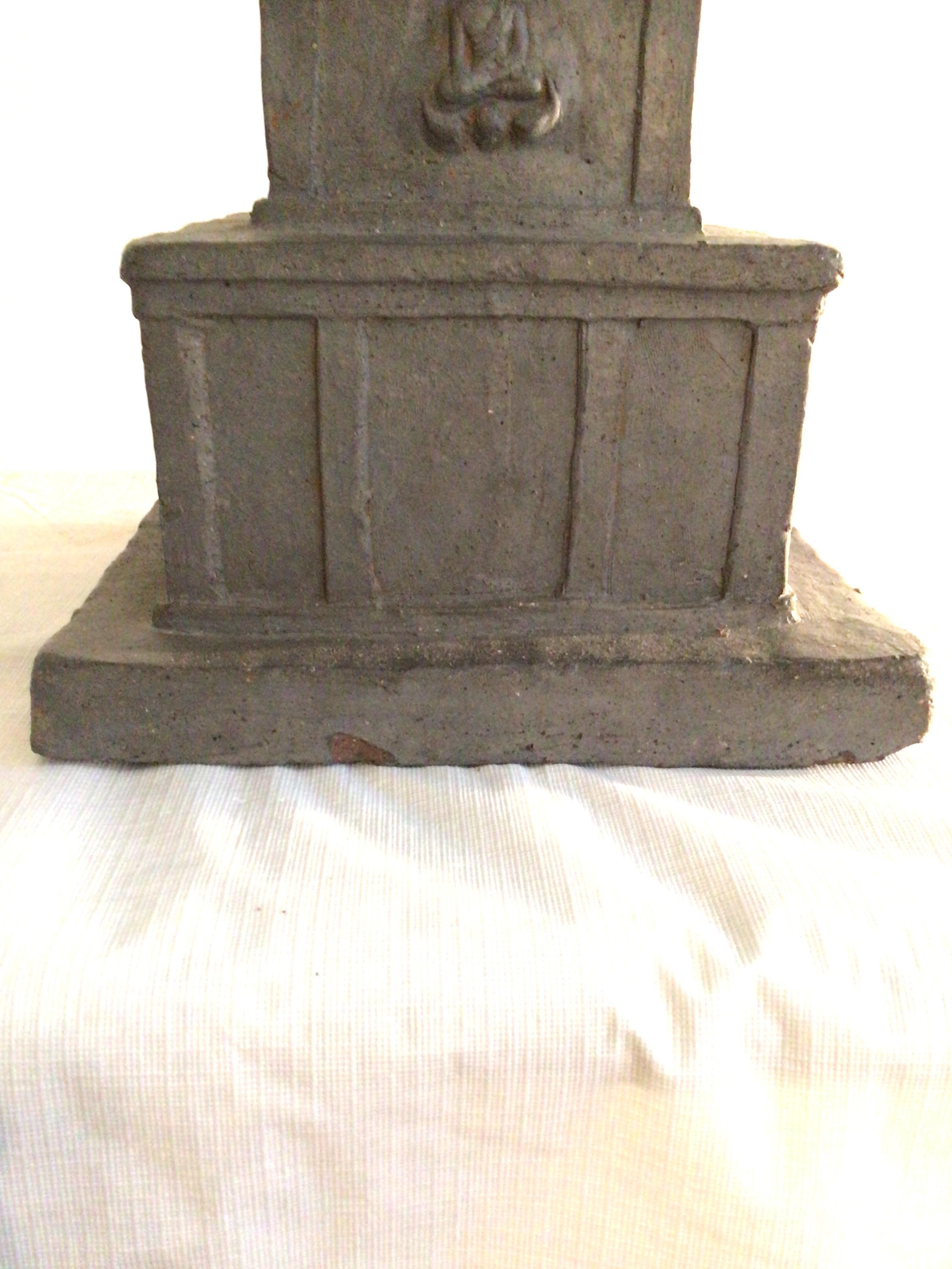 Mid-20th Century 1960s Charcoal Painted Terracotta Pagoda Statue For Sale