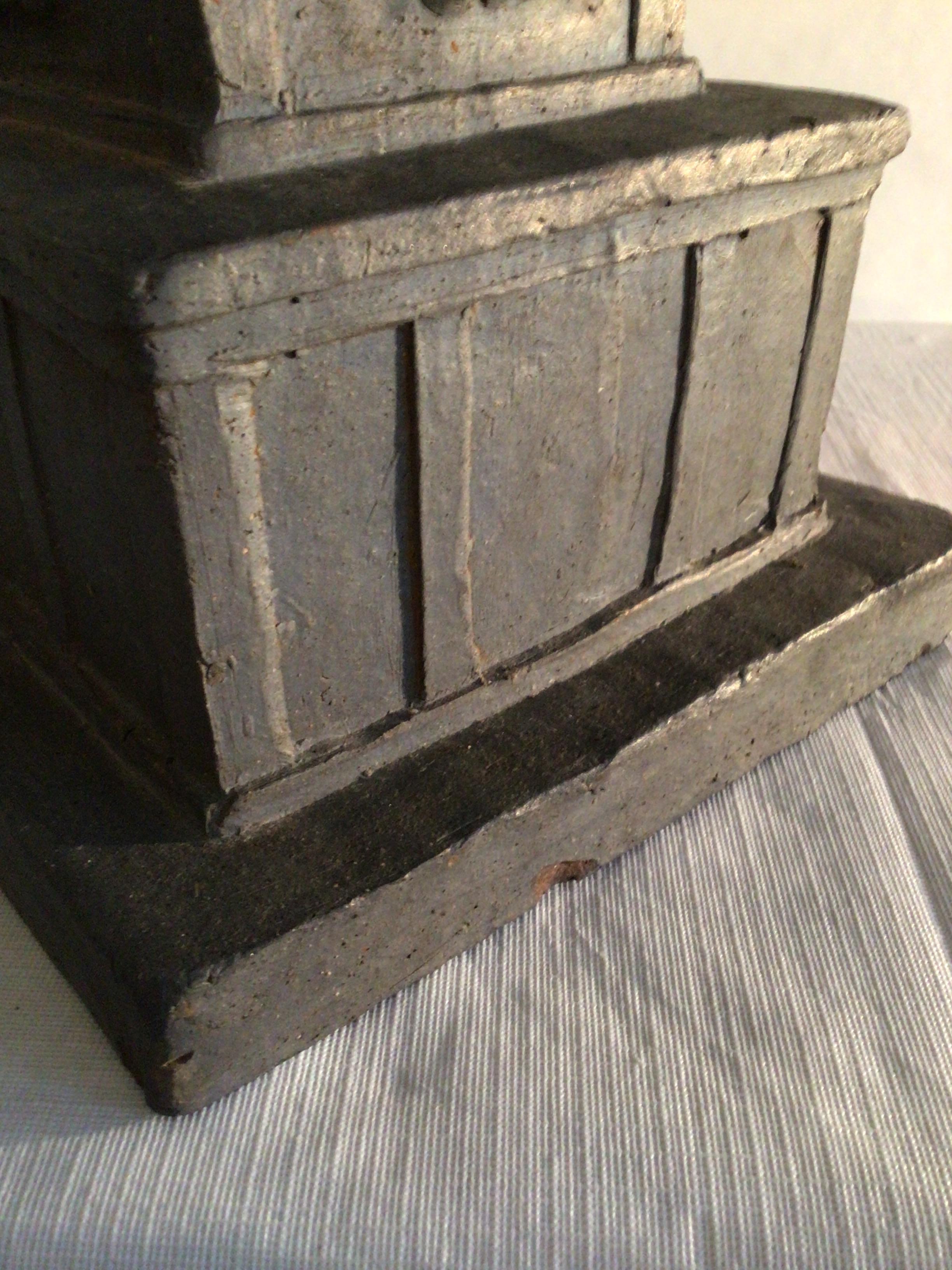 1960s Charcoal Painted Terracotta Pagoda Statue For Sale 2