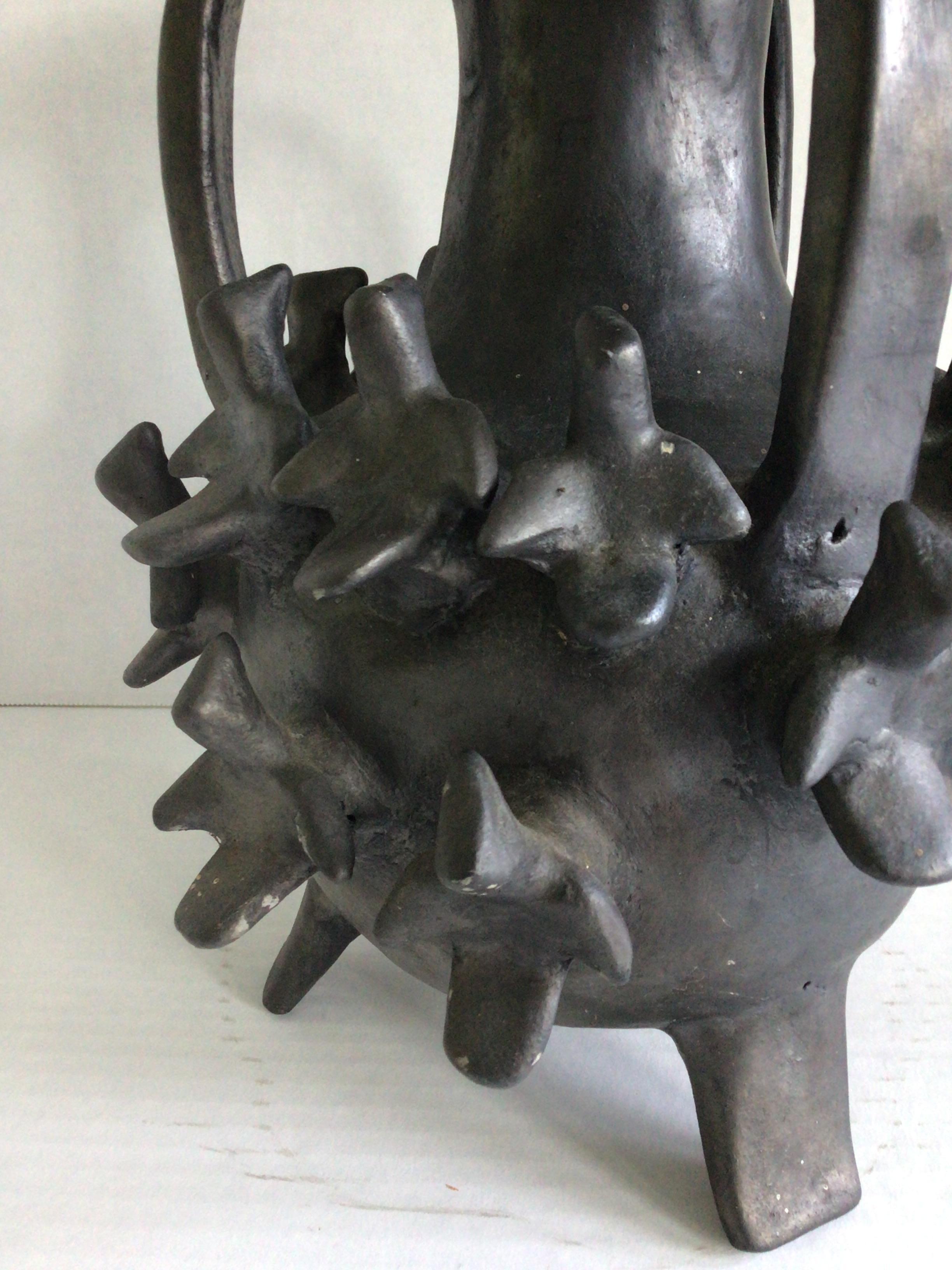 Vaso in gesso carbone del 1960 con uccelli in vendita 2