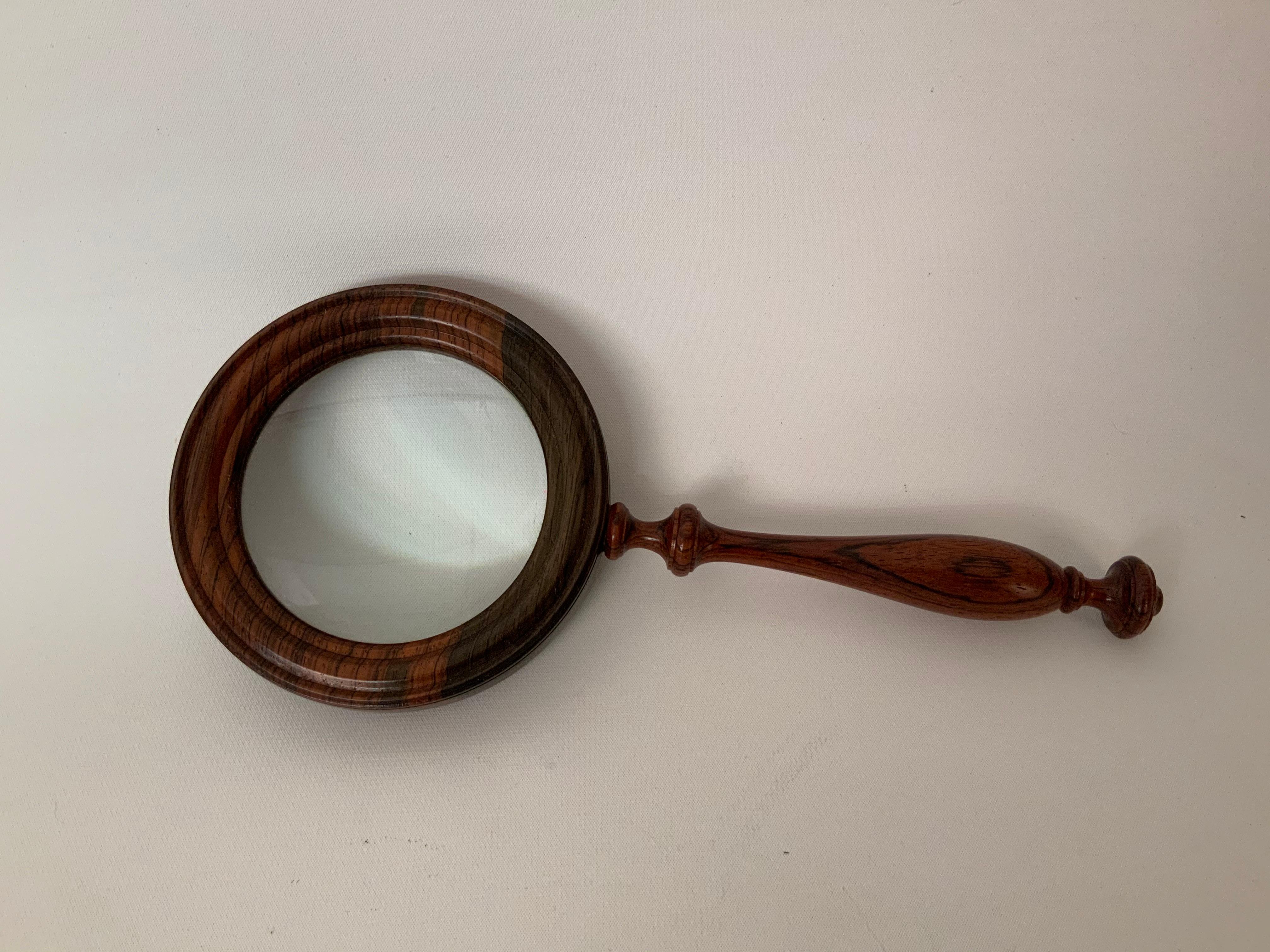 Edwardian 1960s Charles Deacon & Son Rosewood Handmade Magnifying Glass