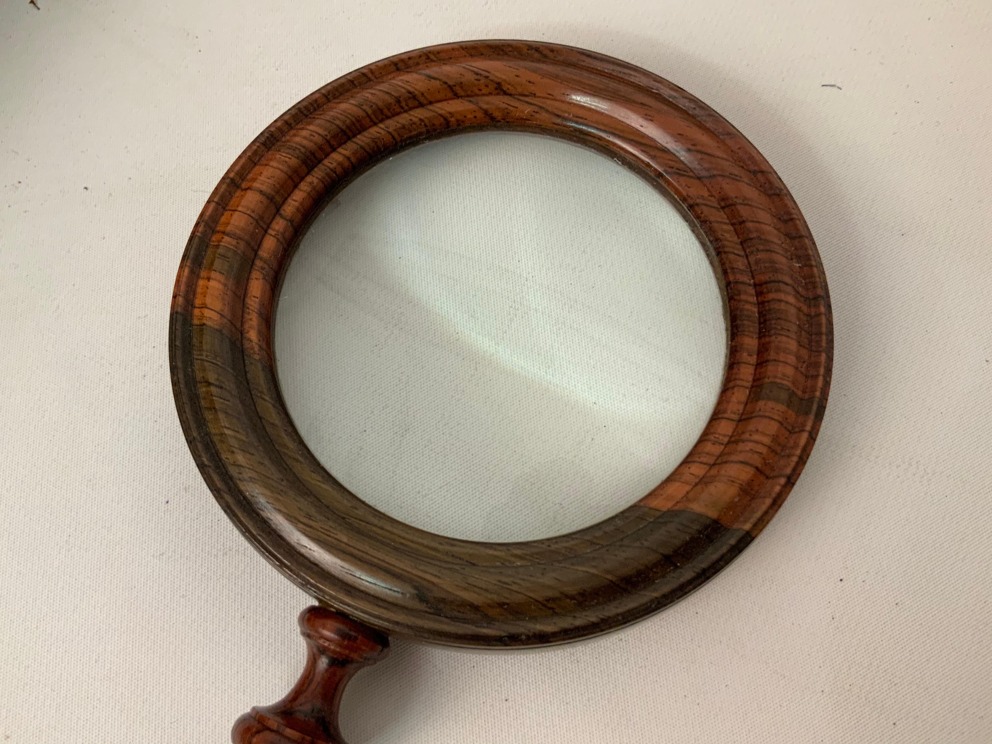 1960s Charles Deacon & Son Rosewood Handmade Magnifying Glass In Good Condition In Garnerville, NY