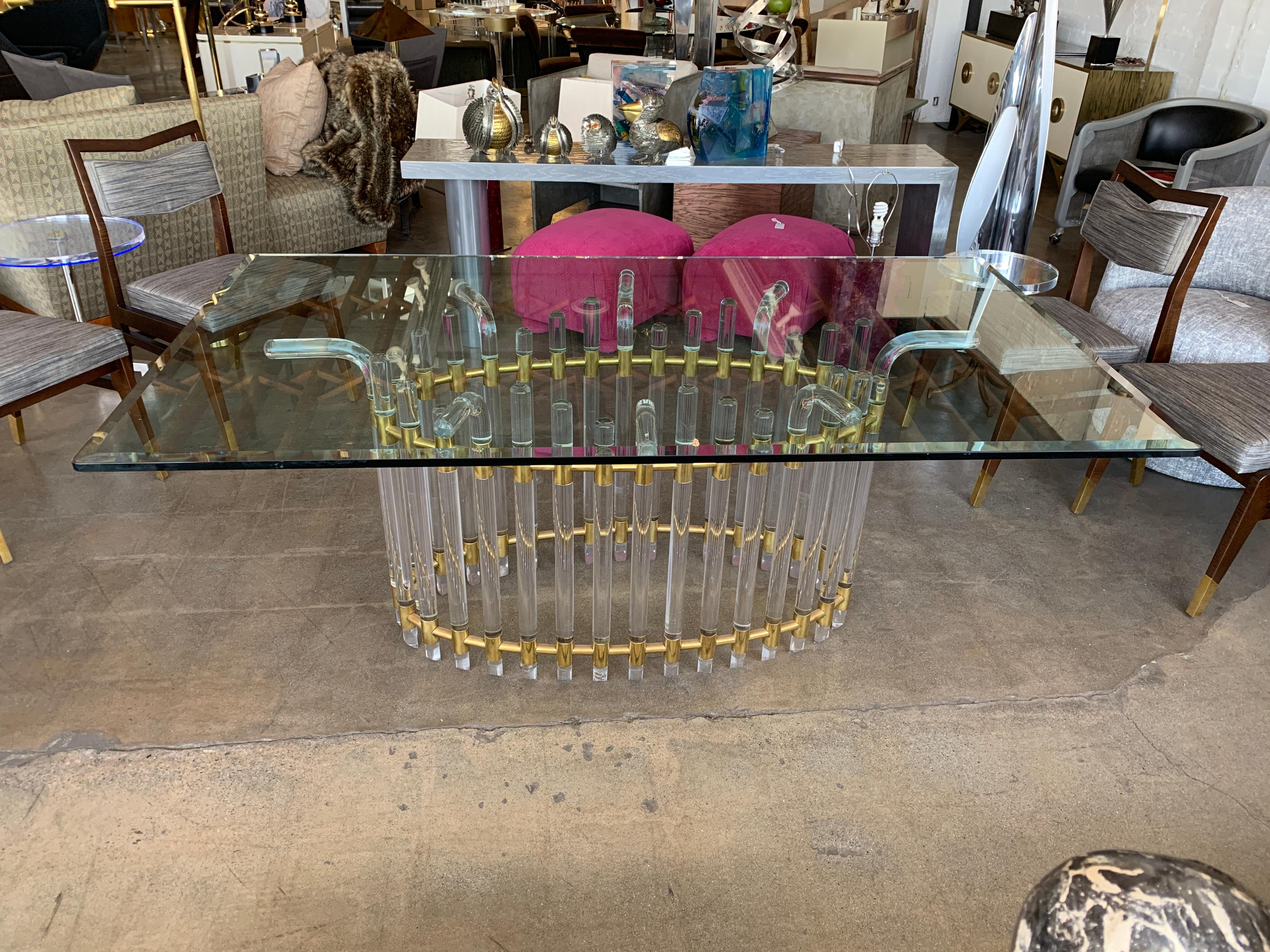 A vintage Charles Hollis Jones Designed dining table from the 1960s. The artist himself identified and authenticated this piece. Glass is newer. In good condition with some minor marks and imperfections.