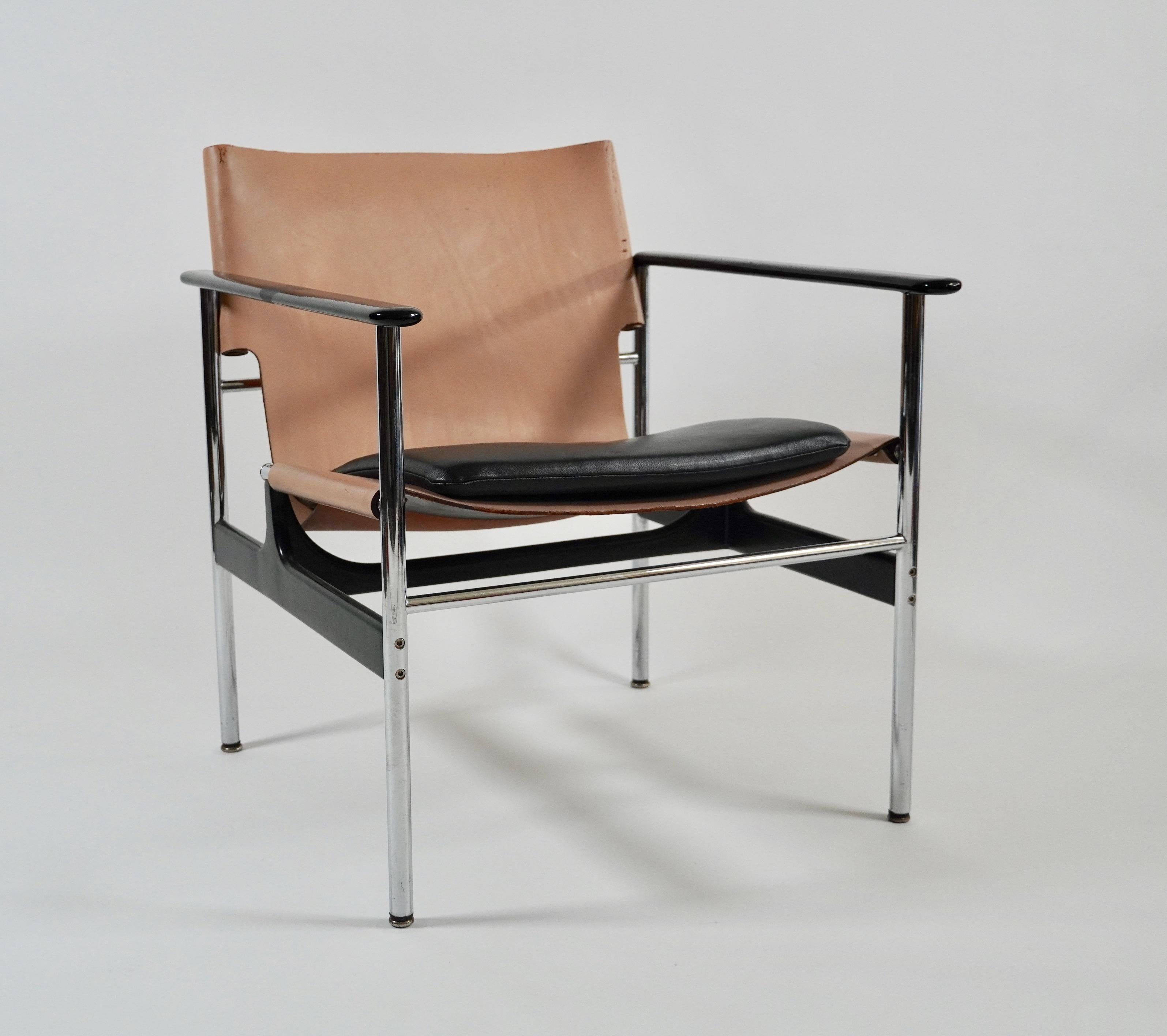 Charles Pollock-Sessel „Sling Chair“, Modell 657, 1960er Jahre (Moderne der Mitte des Jahrhunderts) im Angebot