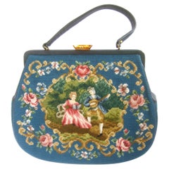 1960er Jahre Charmante Needlepoint Hand genäht große Skala Kunsthandwerker Handtasche