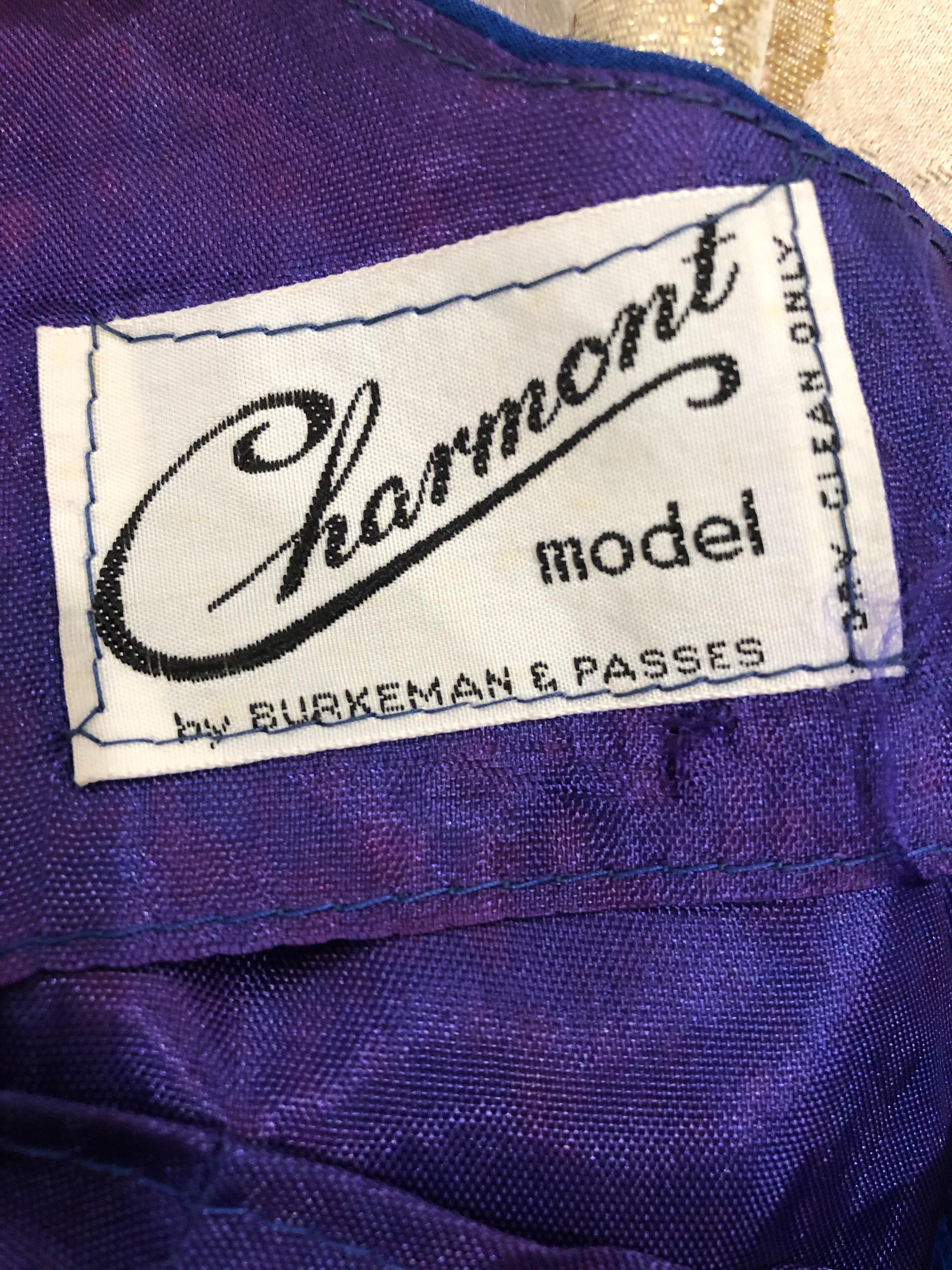 Charmont - Robe longue en mousseline de soie bleu royal à paillettes - Modèle des années 1960 en vente 8
