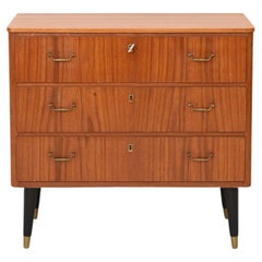 Retro 1960s Chest of Drawers with Gilded Handles