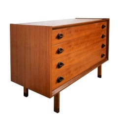 1960s Chest of Four Drawers, Teak, Macassar Ebony Handles and Feet, Italy