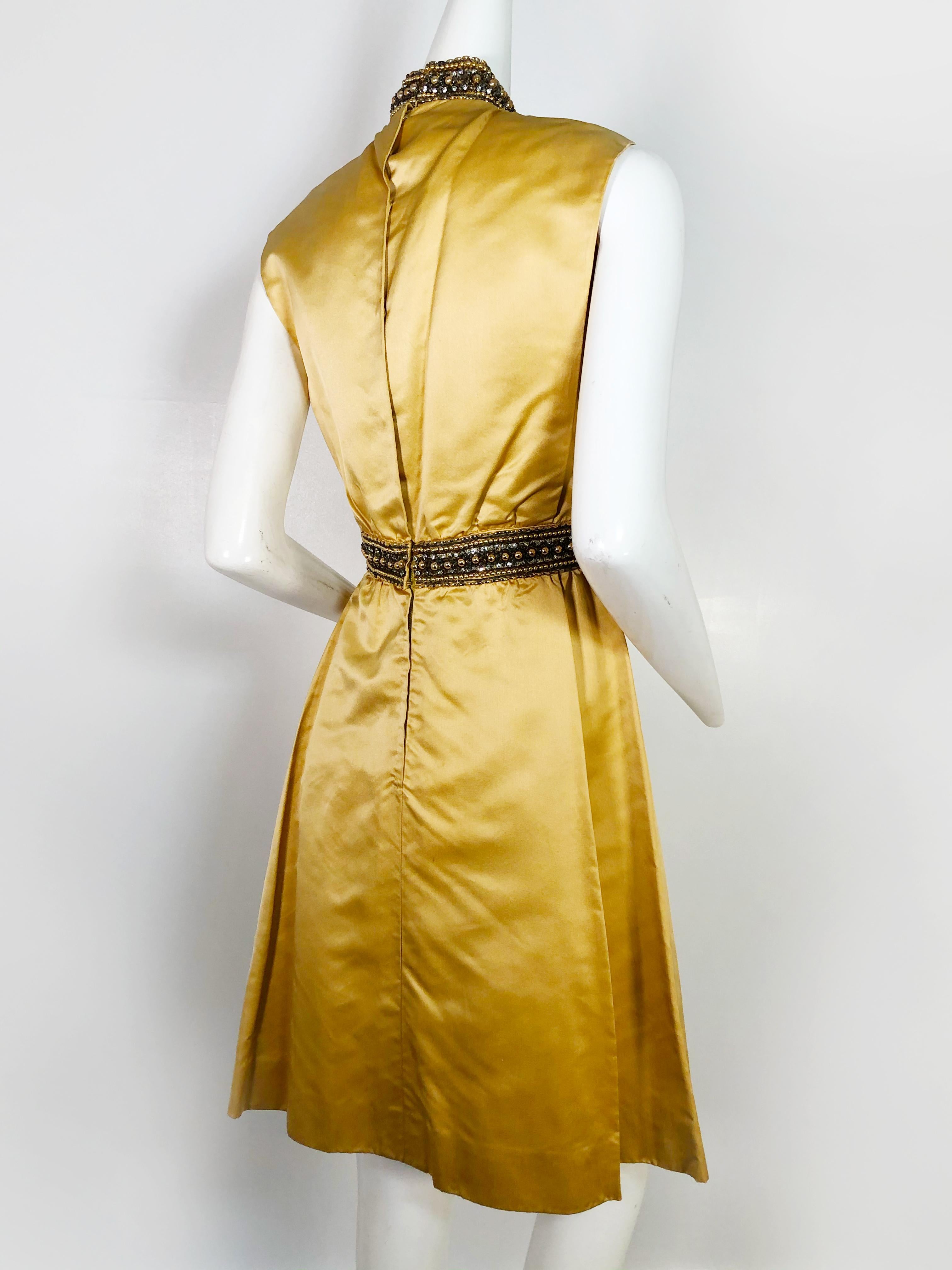 1960s Chester Weinberg Gold Lame and Pastel Brocade Evening Coat Ensemble For Sale 1