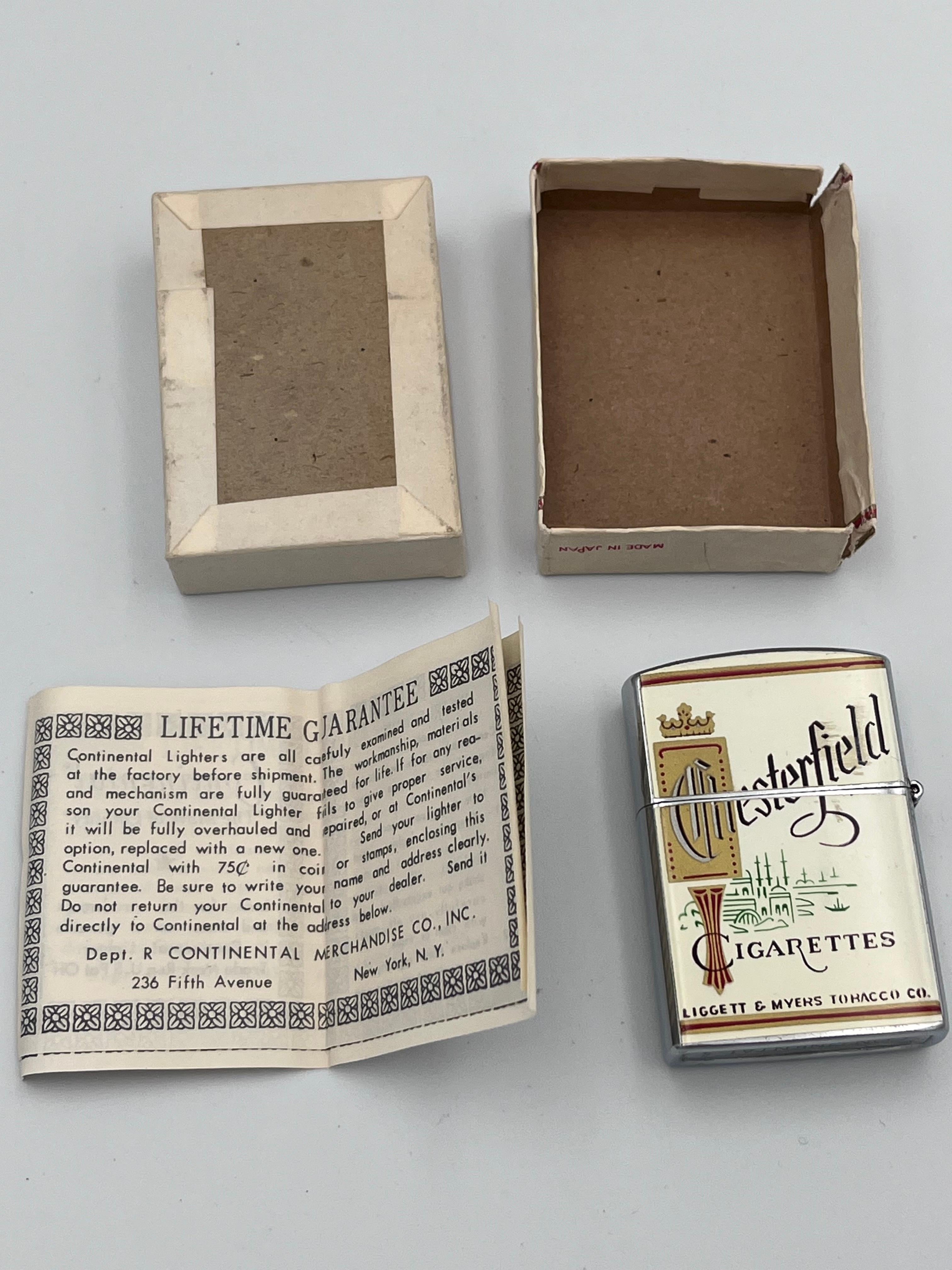 Accendino Chesterfield del 1960 in scatola originale con documenti di Continental Merch. Co in vendita 3