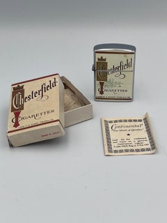 1960's Chesterfield Lighter in Original Box w Paperwork by Continental Merch. Co