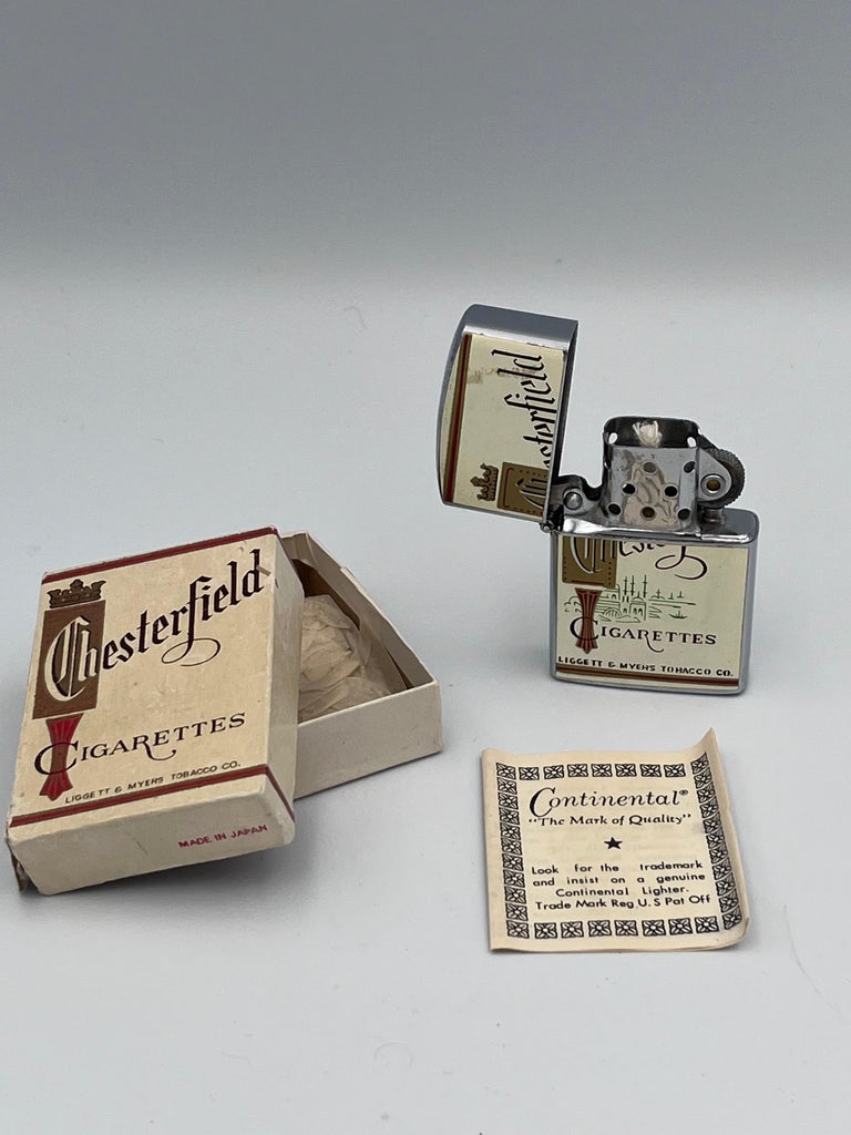 chesterfield cigarette lighter 1960's Chesterfield Lighter in Original Box w Paperwork by Continental  Merch. Co