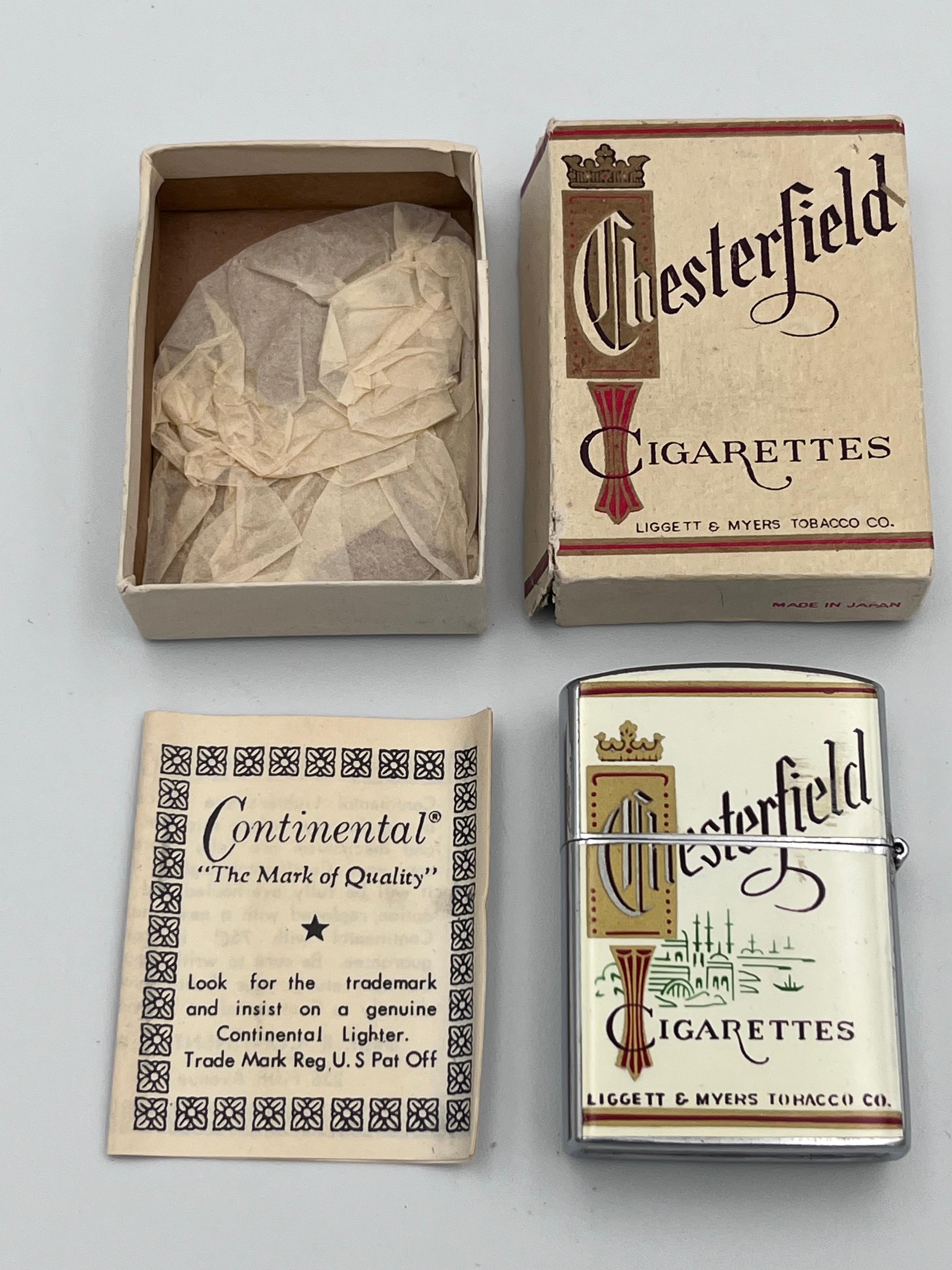 Accendino Chesterfield del 1960 in scatola originale con documenti di Continental Merch. Co in vendita 2
