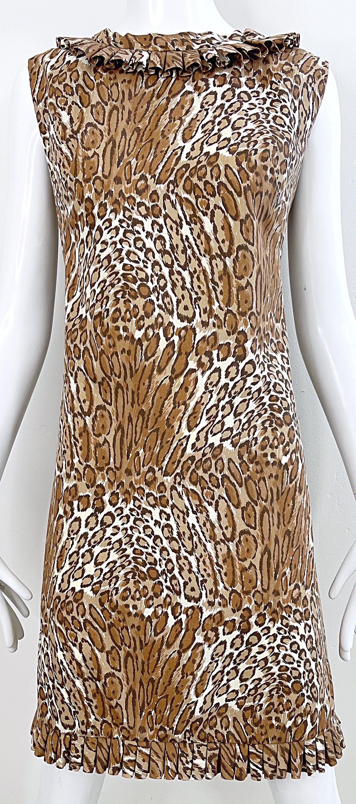 Women's 1960s Chic Leopard Cheetah Animal Abstract Print Cotton Vintage 60s Shift Dress