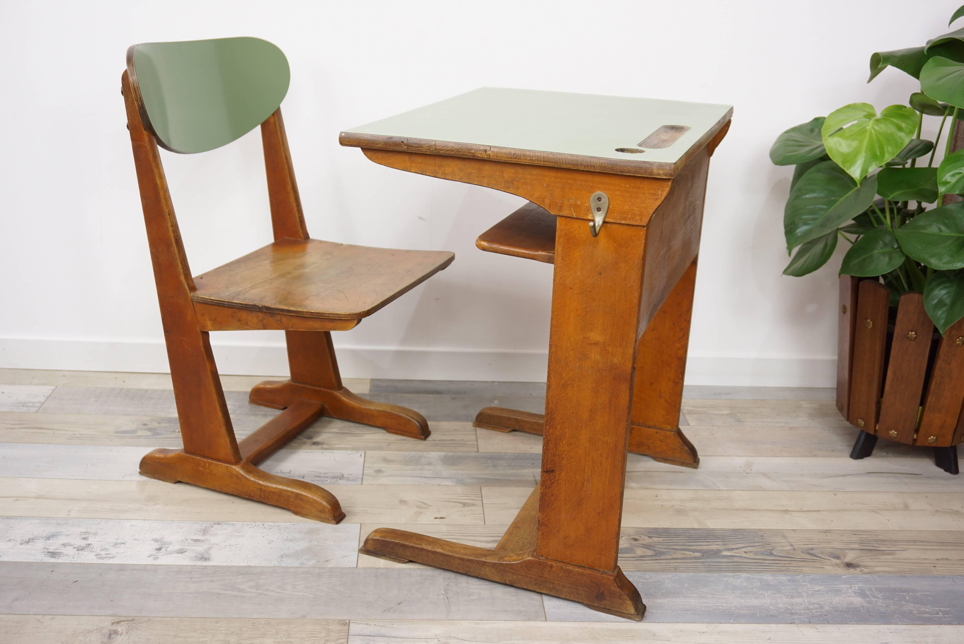 1960s Child Wooden Desk and Matching Chair by Casala 3