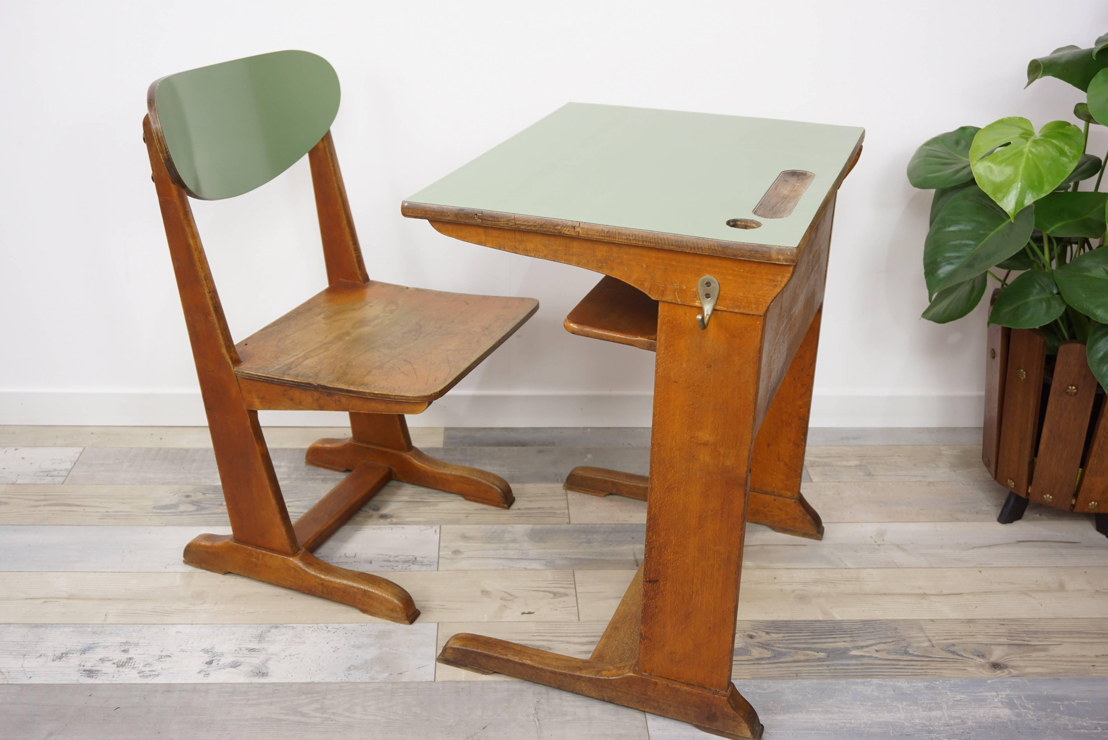 1960s Child Wooden Desk and Matching Chair by Casala 5