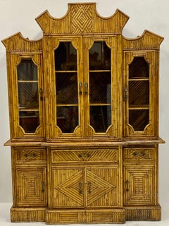 1960s Chinese Chippendale Style Pencil Bamboo Cabinet