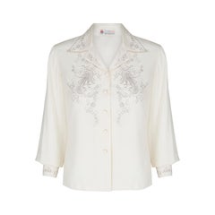 1960s Chinese Cream Silk Embroidered Blouse