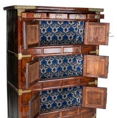 1960s Chinese Fruit-Wood 6-Door Cabinet with Bronze Hardware