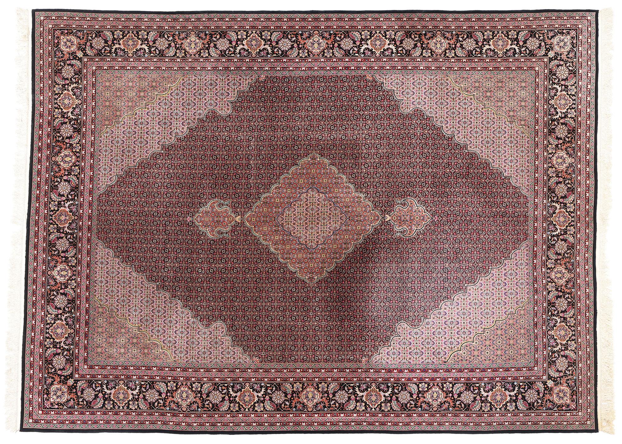1960's Chinese Mahi Tabriz Wool and Silk Carpet with Traditional Style For Sale 5