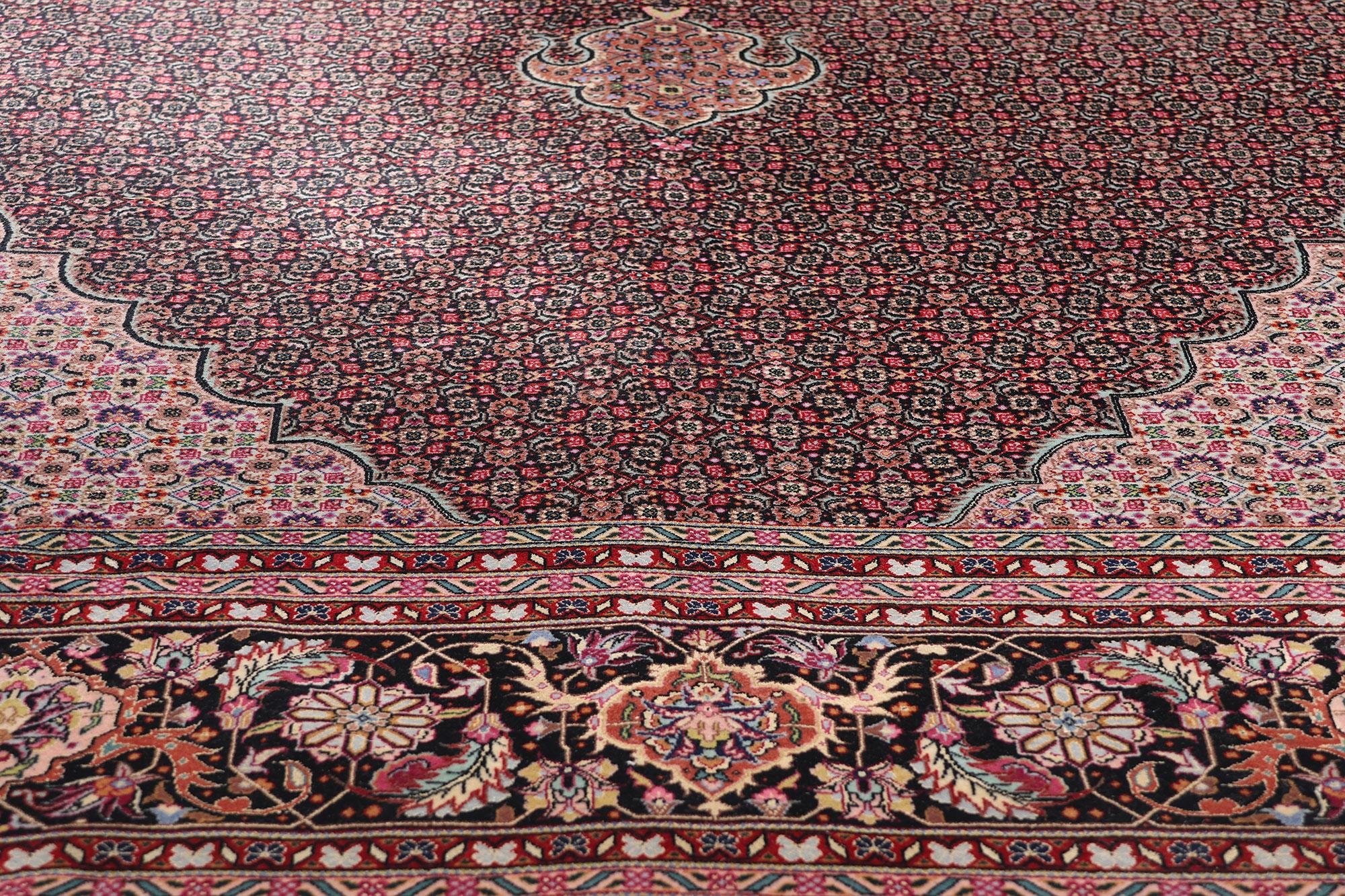 20th Century 1960's Chinese Mahi Tabriz Wool and Silk Carpet with Traditional Style For Sale