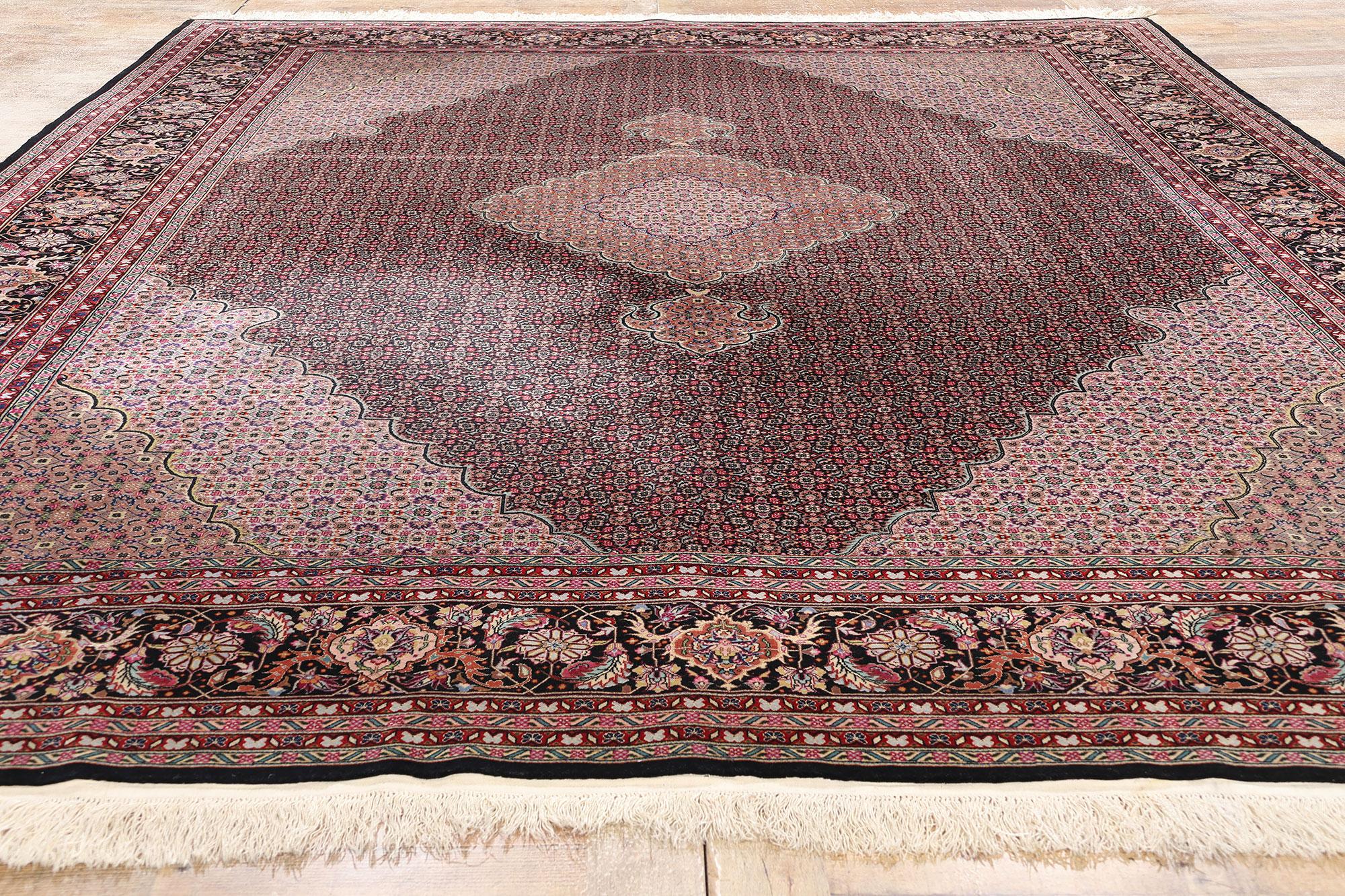1960's Chinese Mahi Tabriz Wool and Silk Carpet with Traditional Style For Sale 3