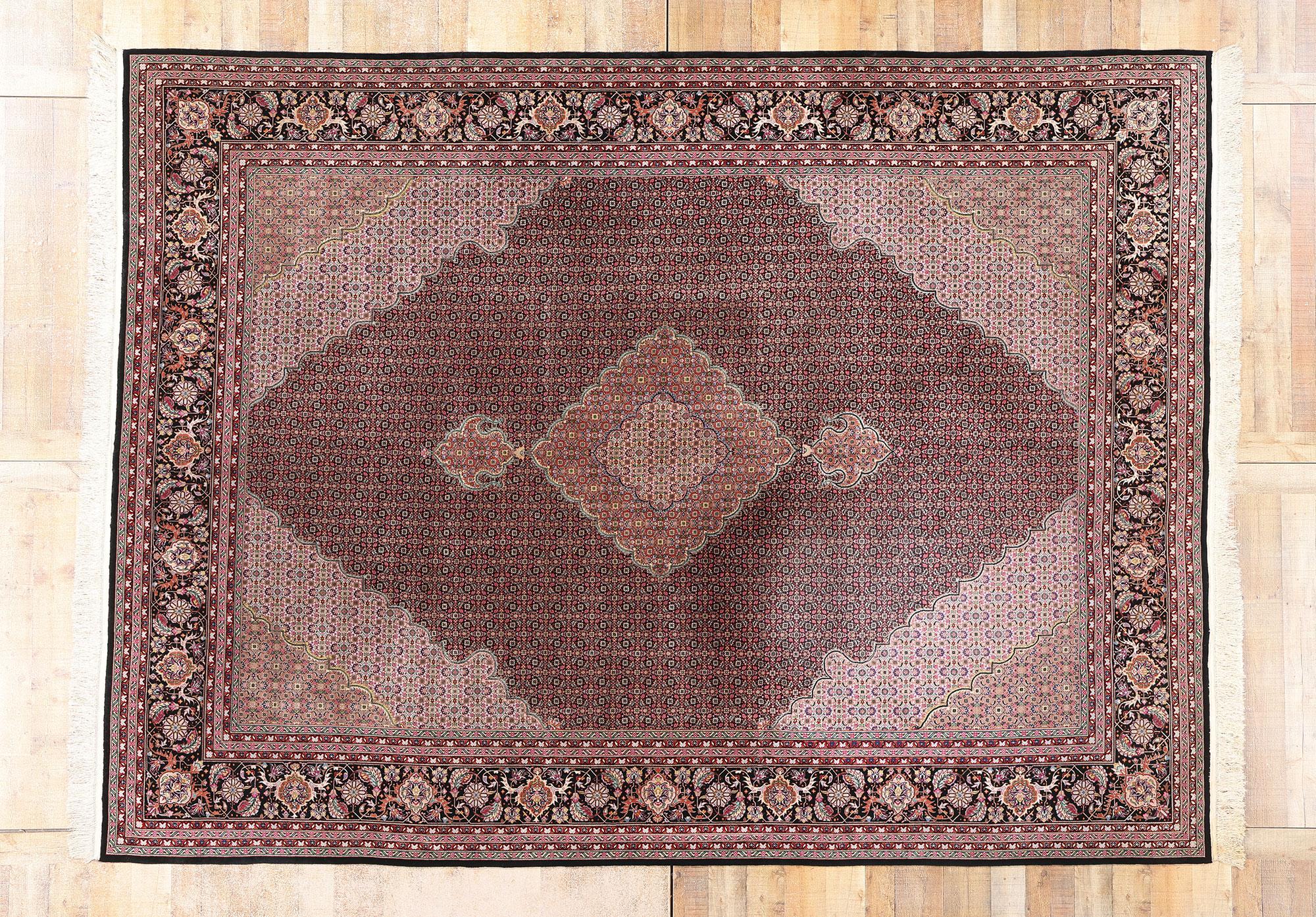 1960's Chinese Mahi Tabriz Wool and Silk Carpet with Traditional Style For Sale 4