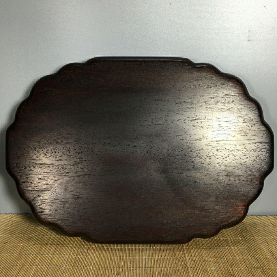 34cm 1960s Chinese Wood Plate with Shell Birds and Flowers For Sale 6