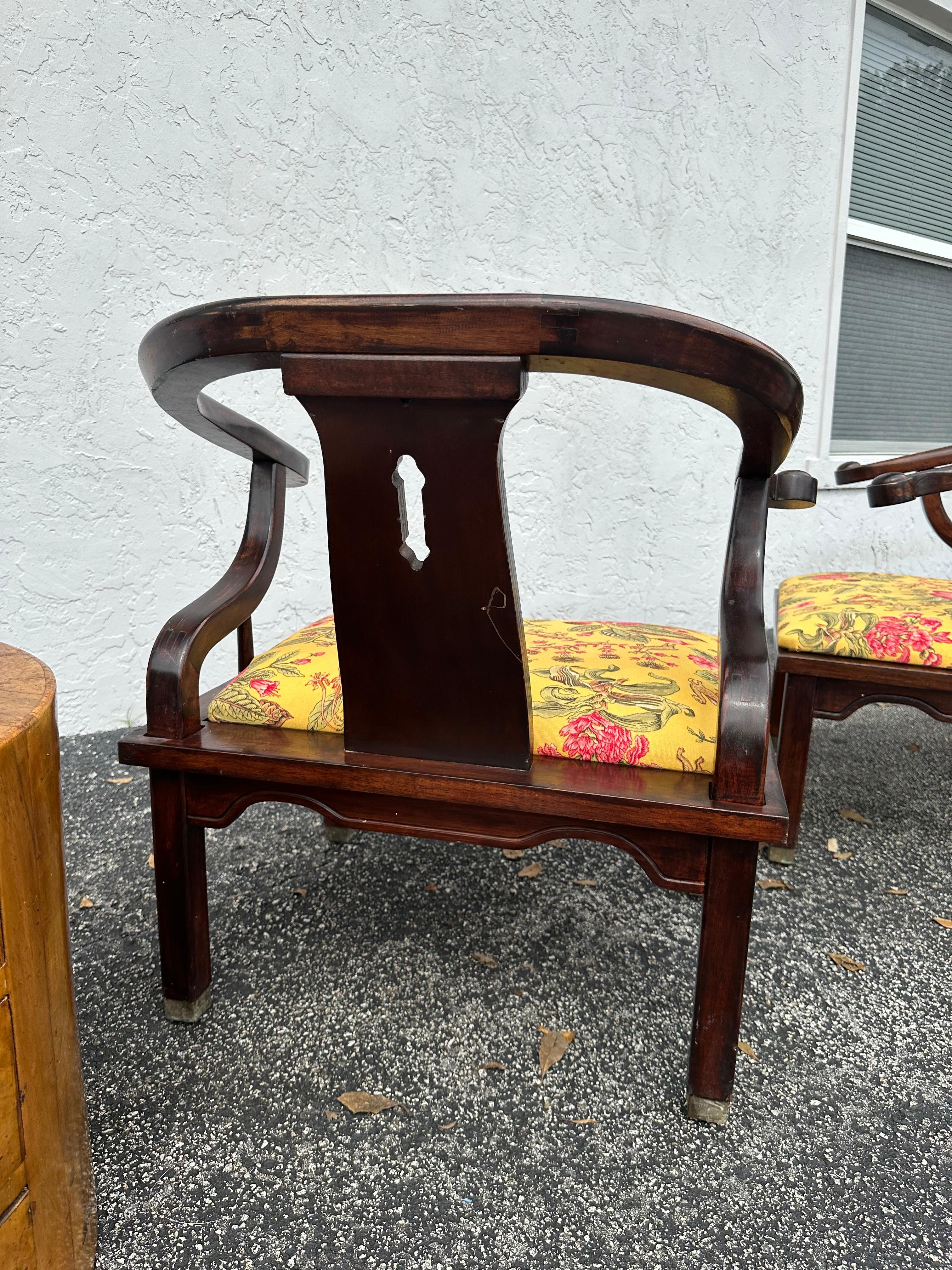 Satz von 2 Chinoiserie James Mont Horeshoe-Stühlen, 1960er Jahre im Angebot 4