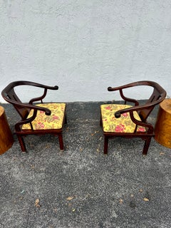 1960s Chinoiserie James Mont Horeshoe Chairs, Set of 2