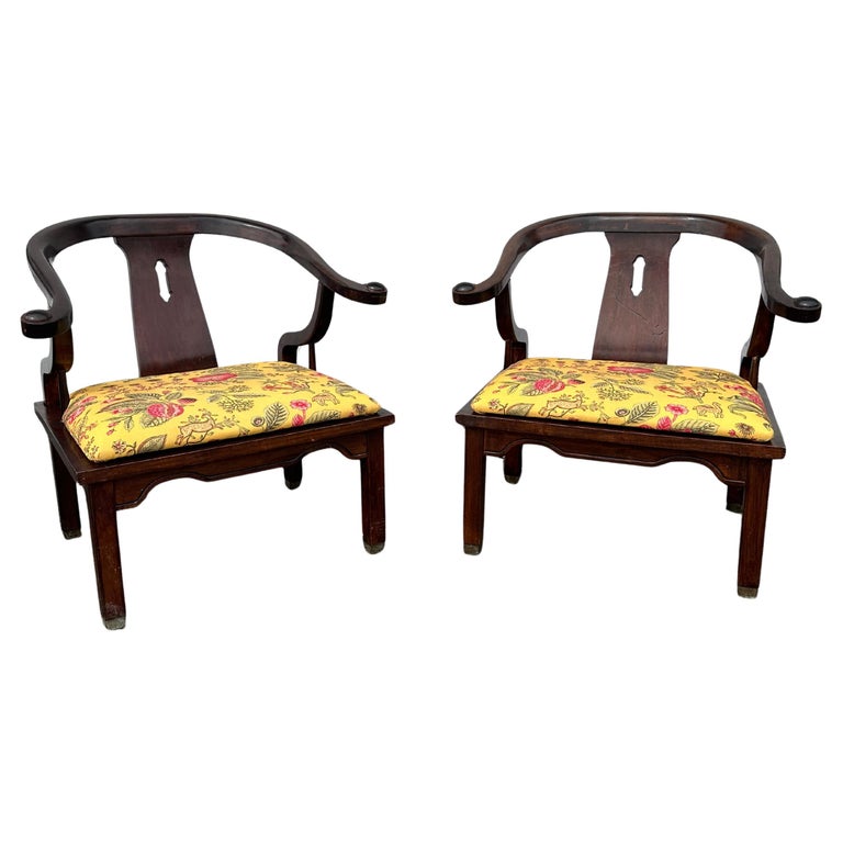 1960s Chinoiserie James Mont Horeshoe Chairs, Set of For Sale at