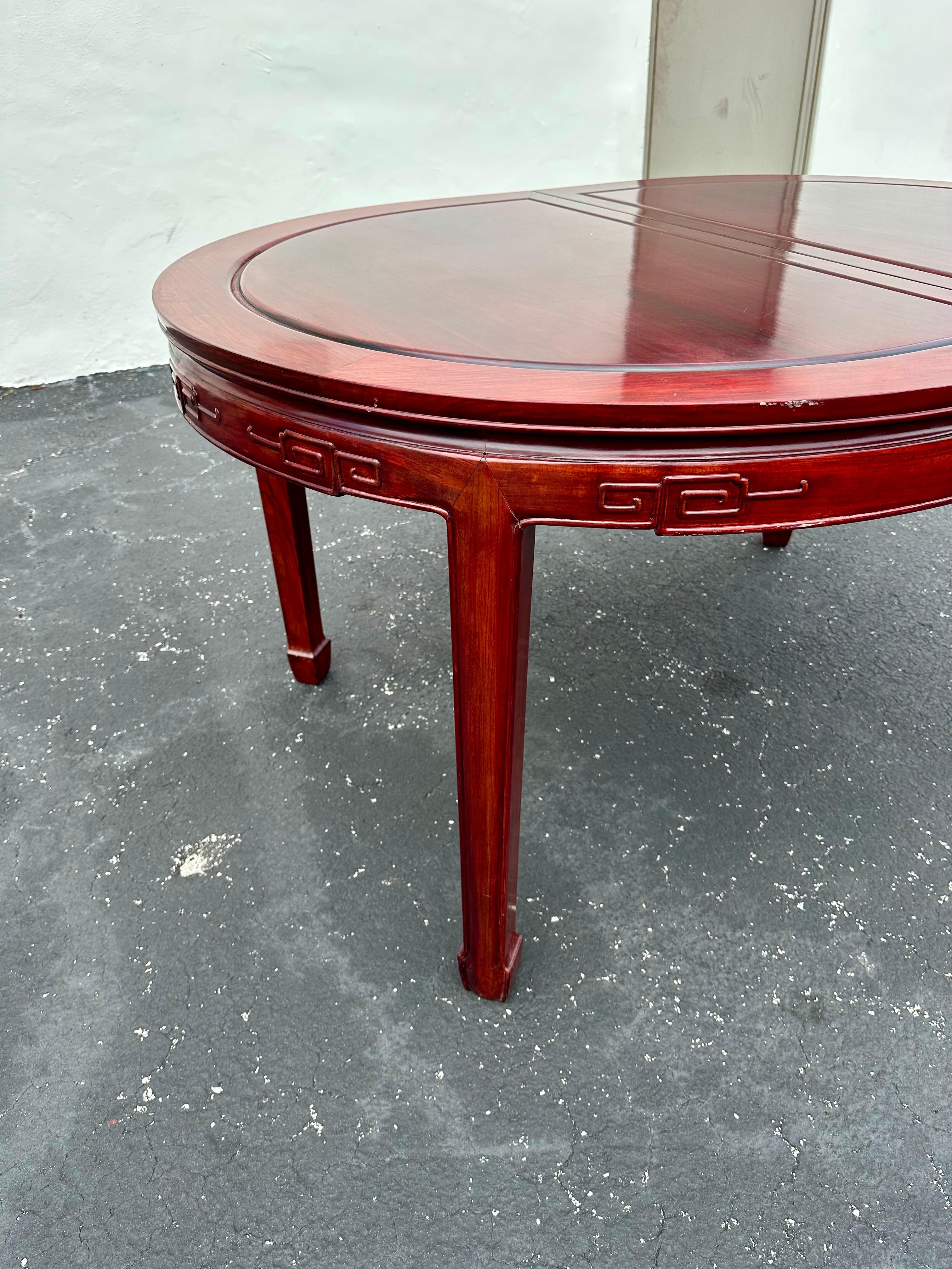 1960 Chinoiserie Table de salle à manger ovale à rallonge, style Ming 5 chaises, ensemble de 6 en vente 10