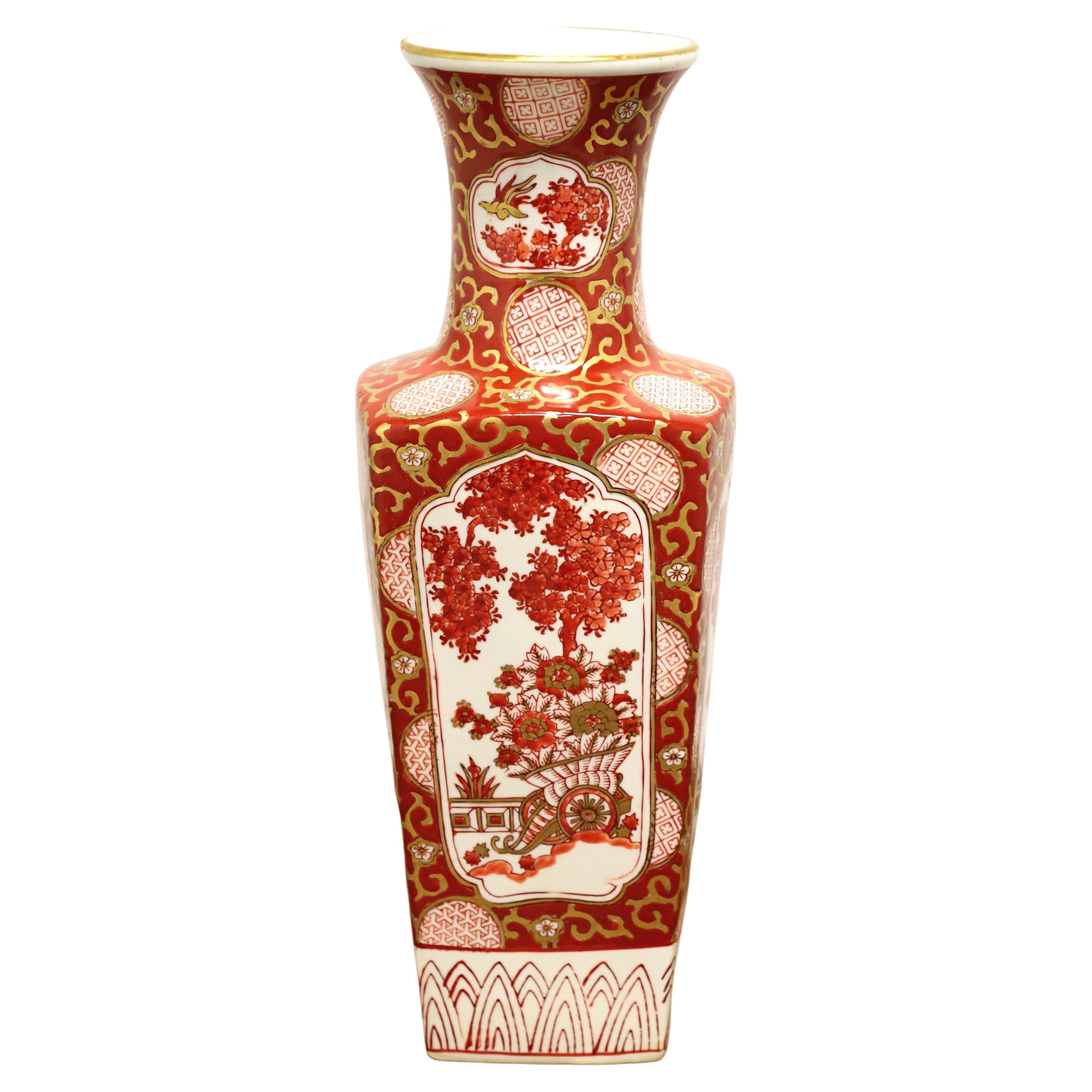1960's Chinoiserie Porcelain Square Vase For Sale