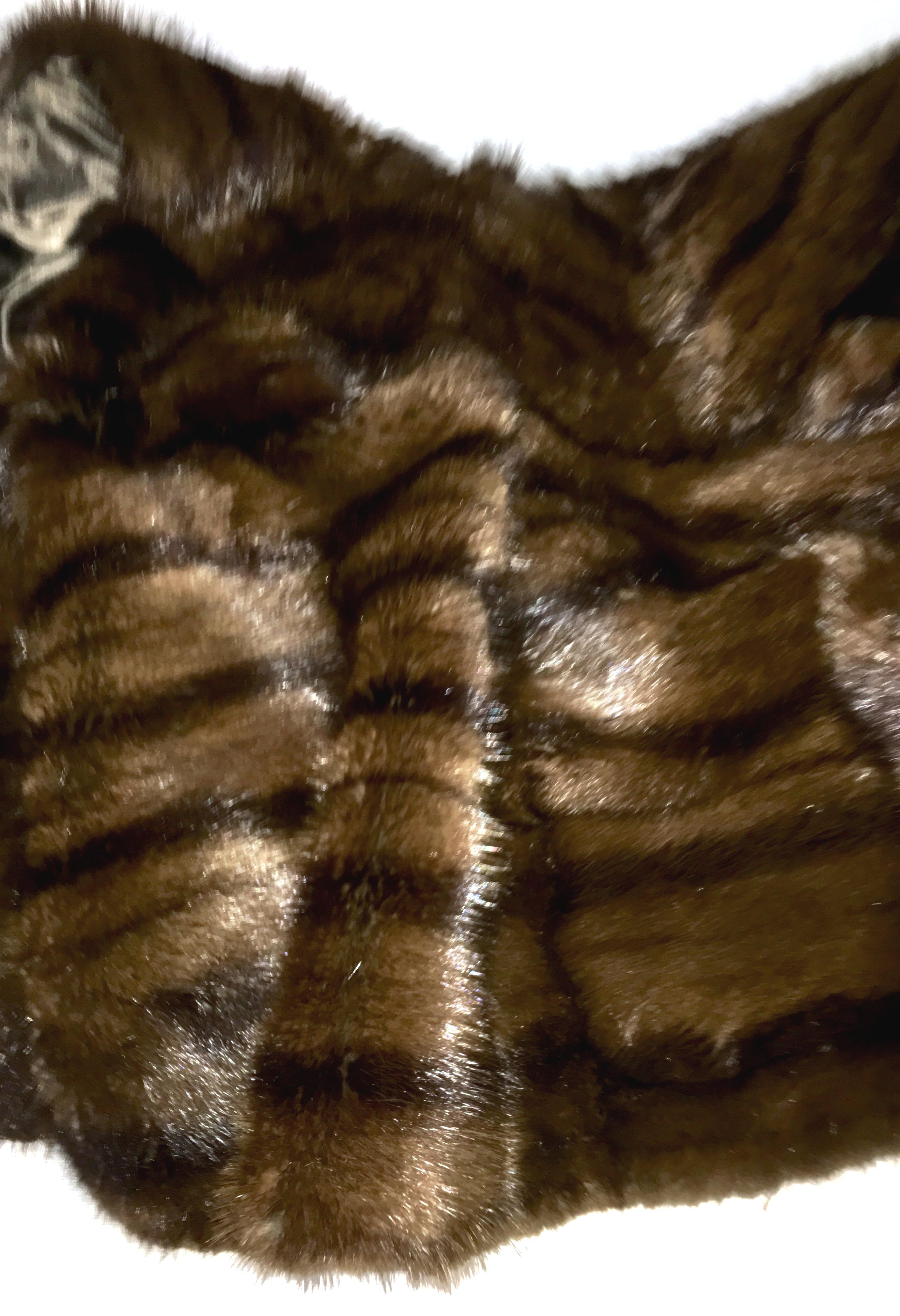 1960'S Chocolate & Black Mink Fur Capelet By, Joseph Noonan Furs For Sale 1