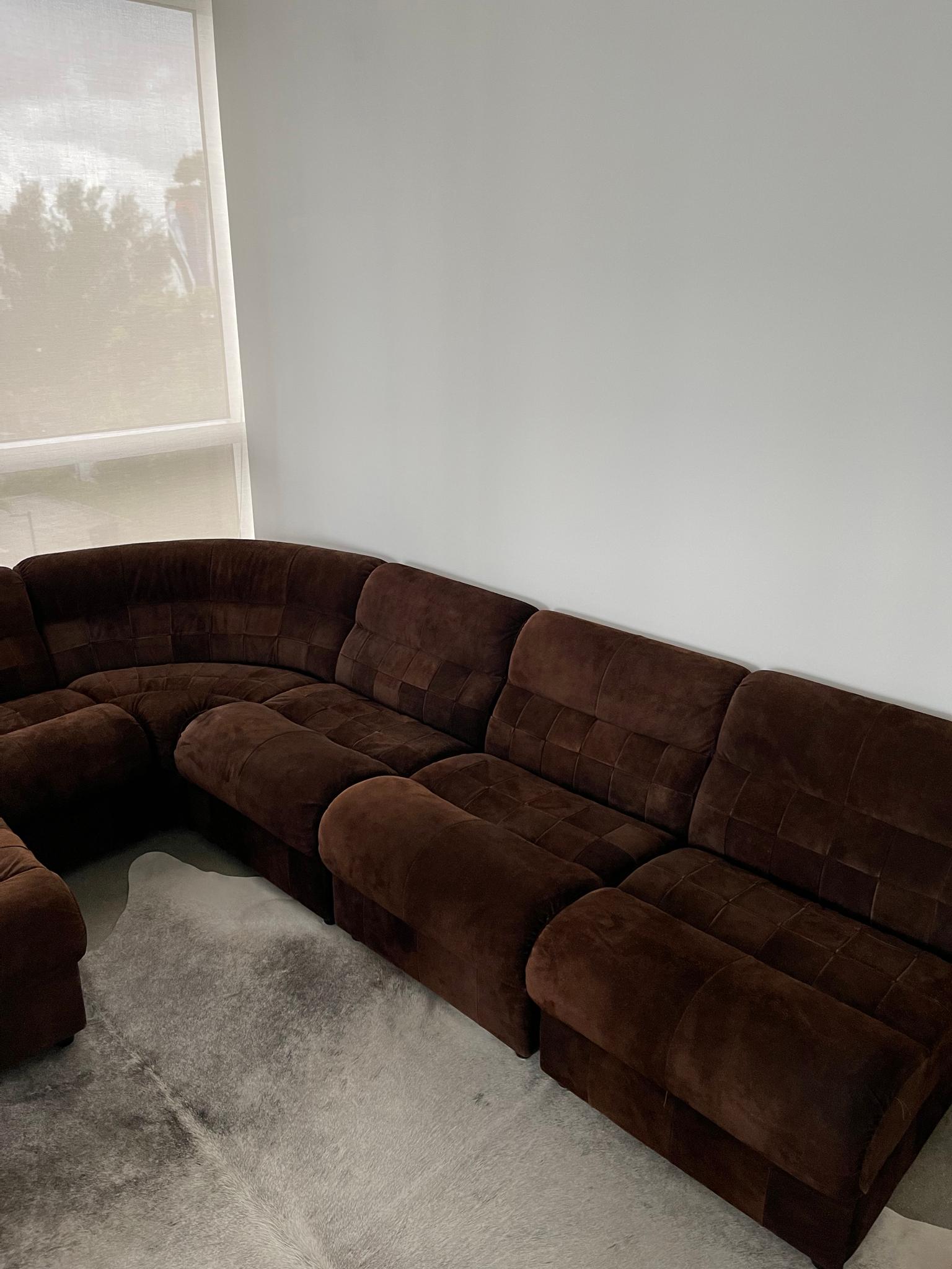 brown suede sectional couch