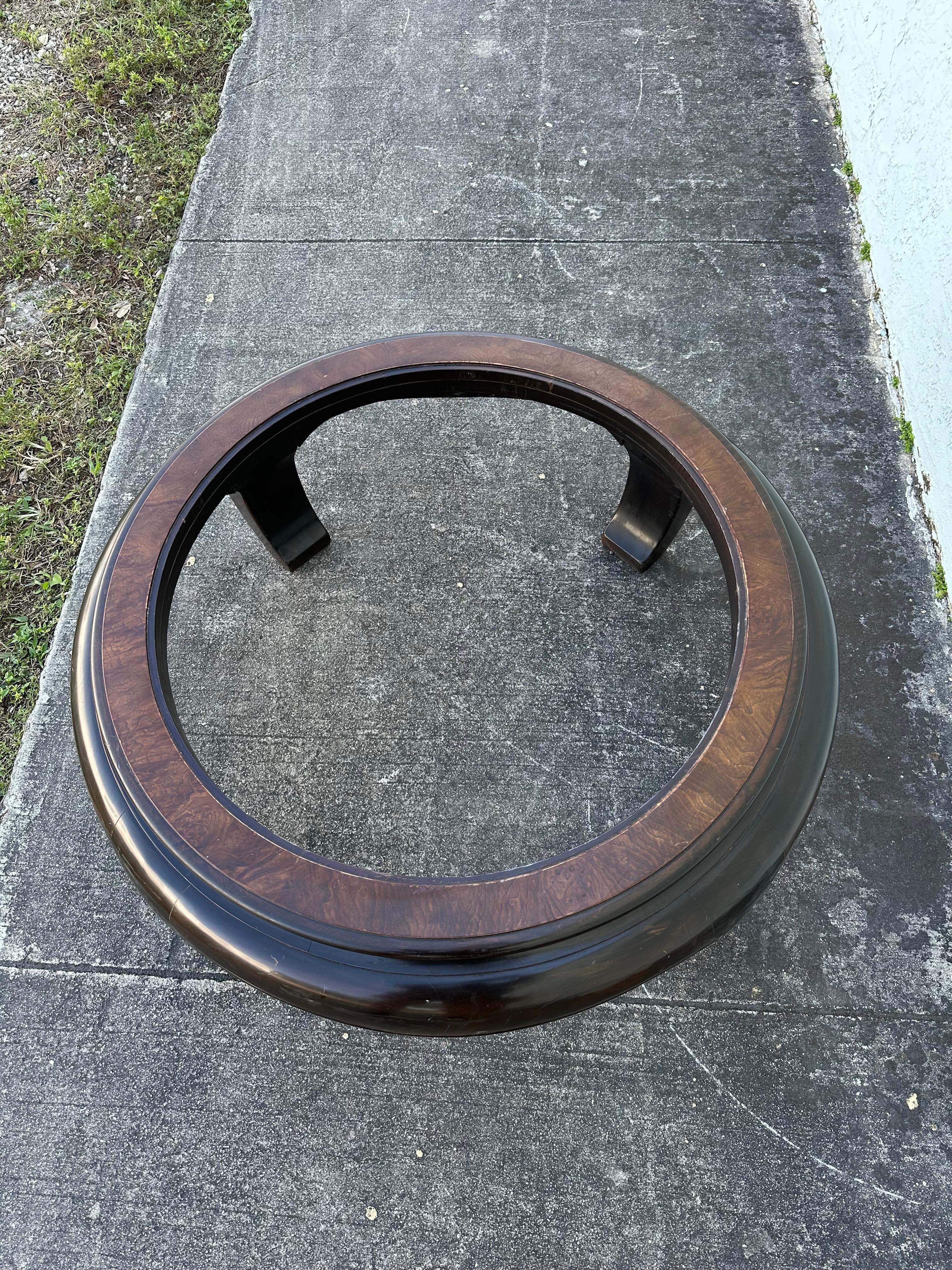 1960s Chow Legs Round Coffee Table with Black Glass Insert Top 8